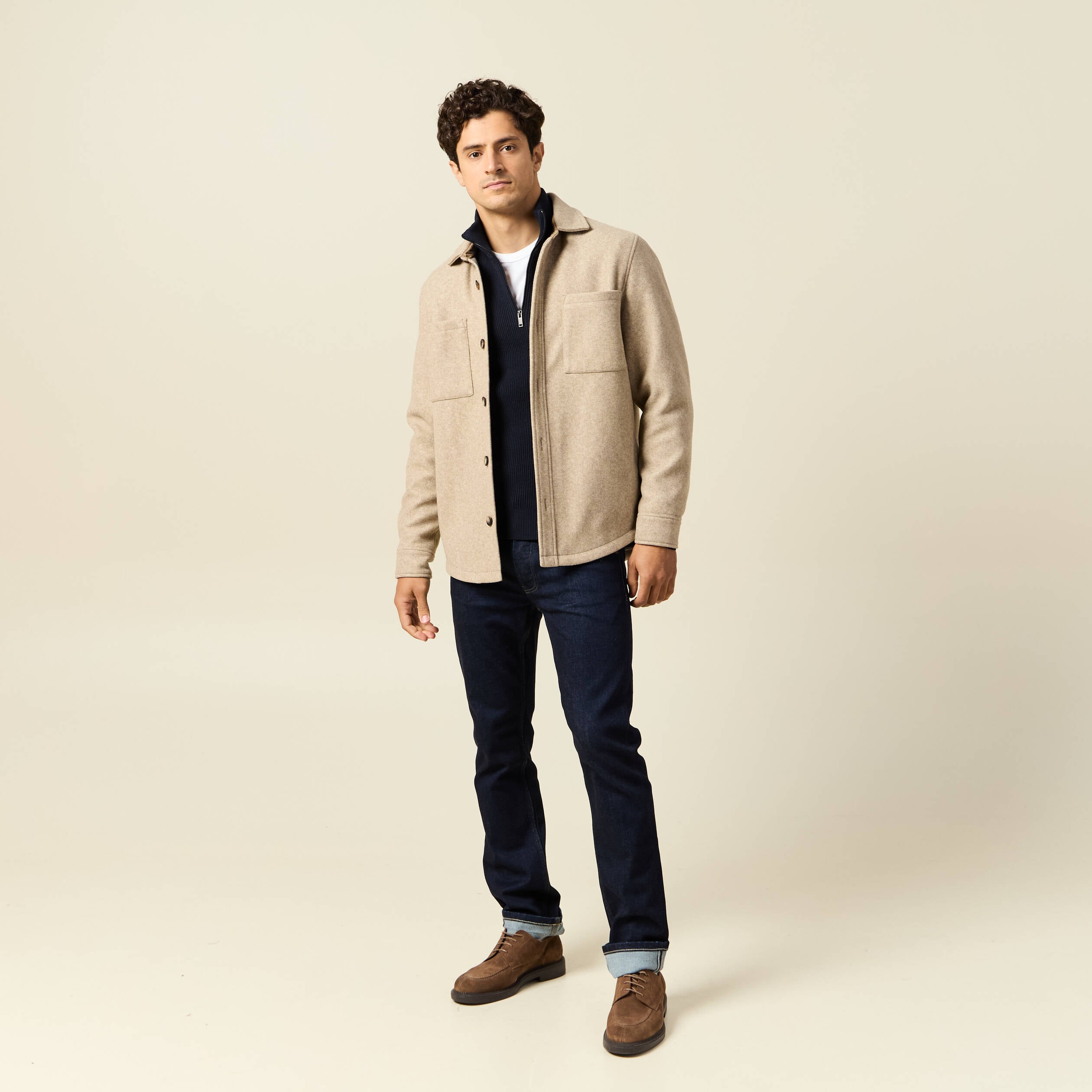 Pull col camionneur bleu marine homme