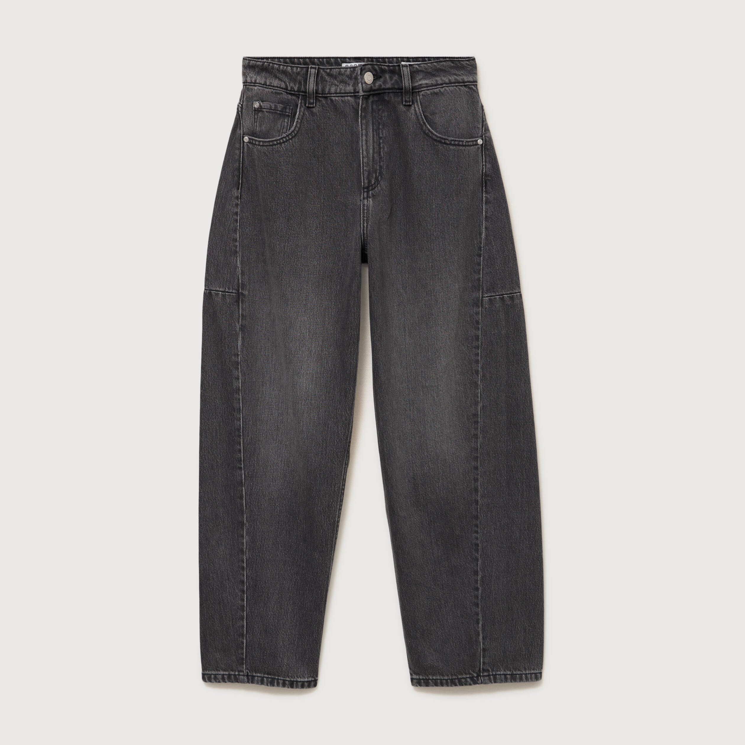 Jeans barrel taille standard denim gris femme