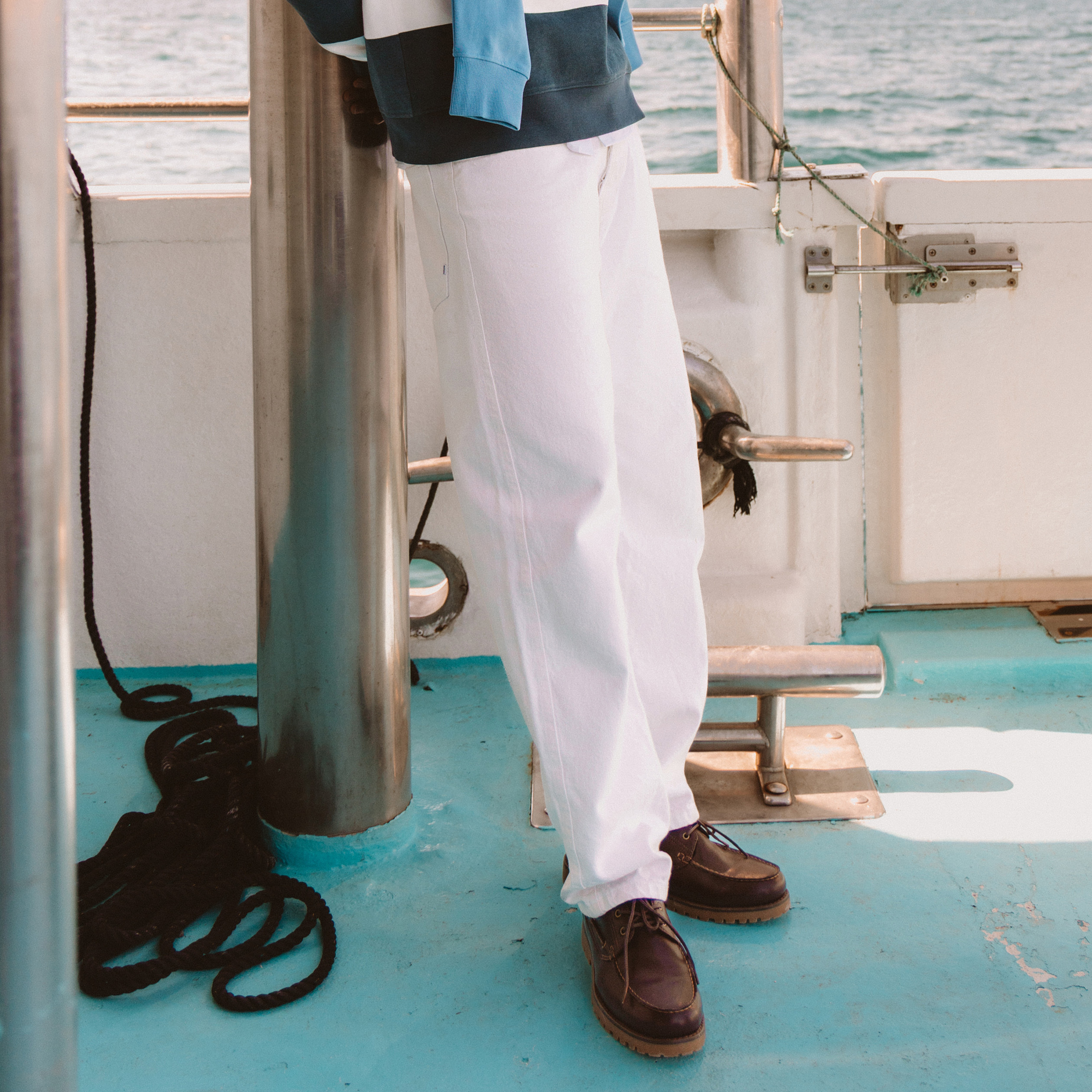 Jeans large relaxed denim blanc homme
