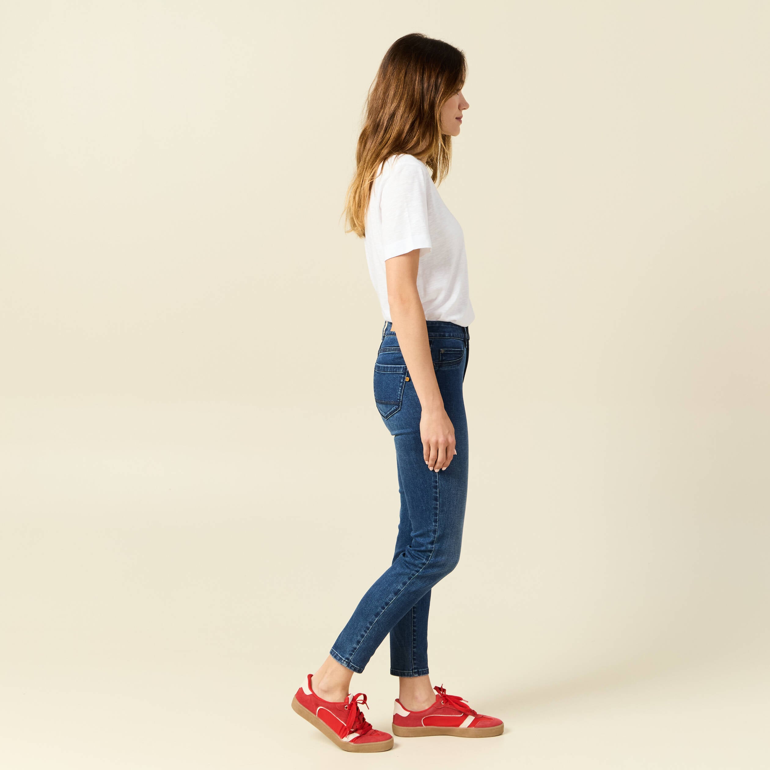 Jeans skinny 7/8&egrave;me denim stone femme