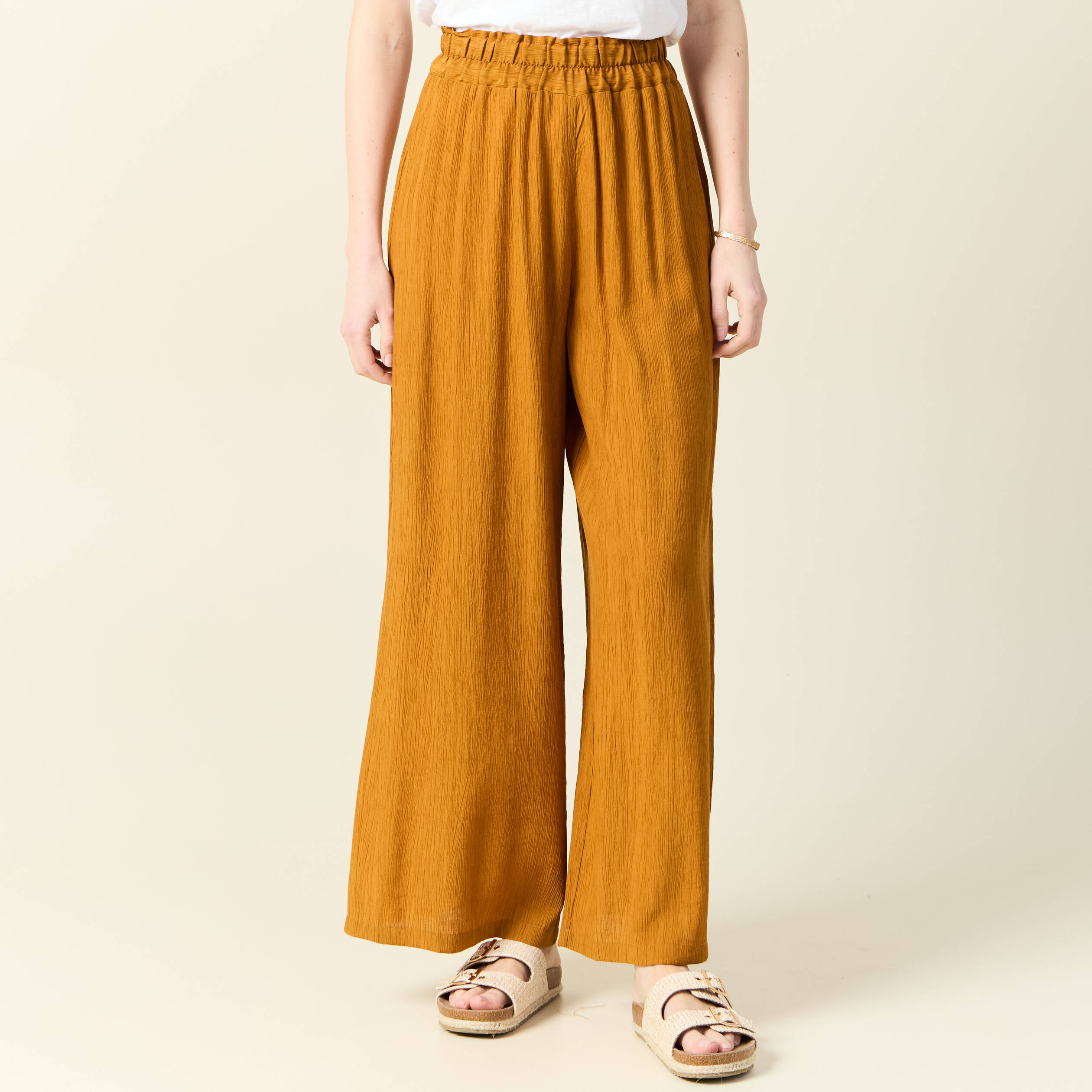pantalon large camel femme Pantalon large camel femme