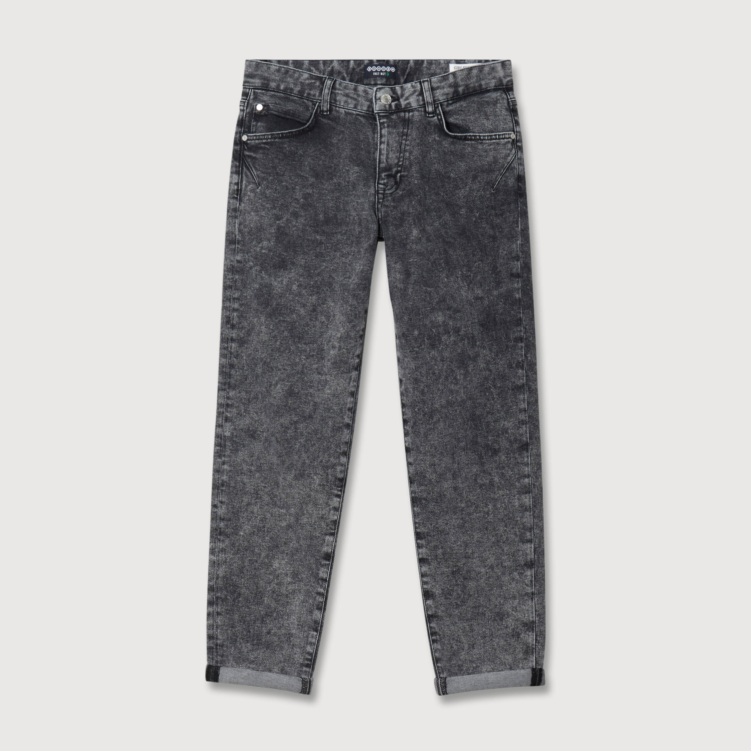 Jeans girlfriend 5 poches denim snow gris femme