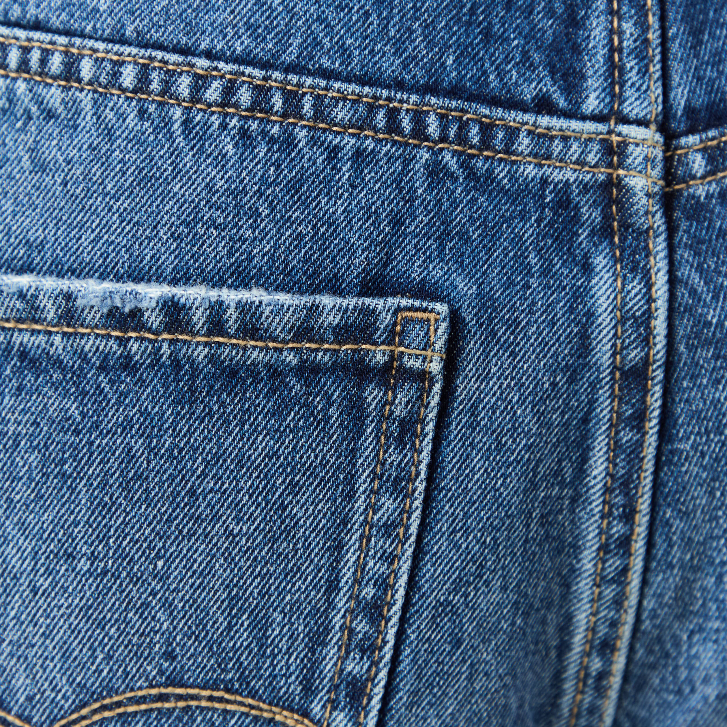 Bermuda large taille haute en coton denim stone femme