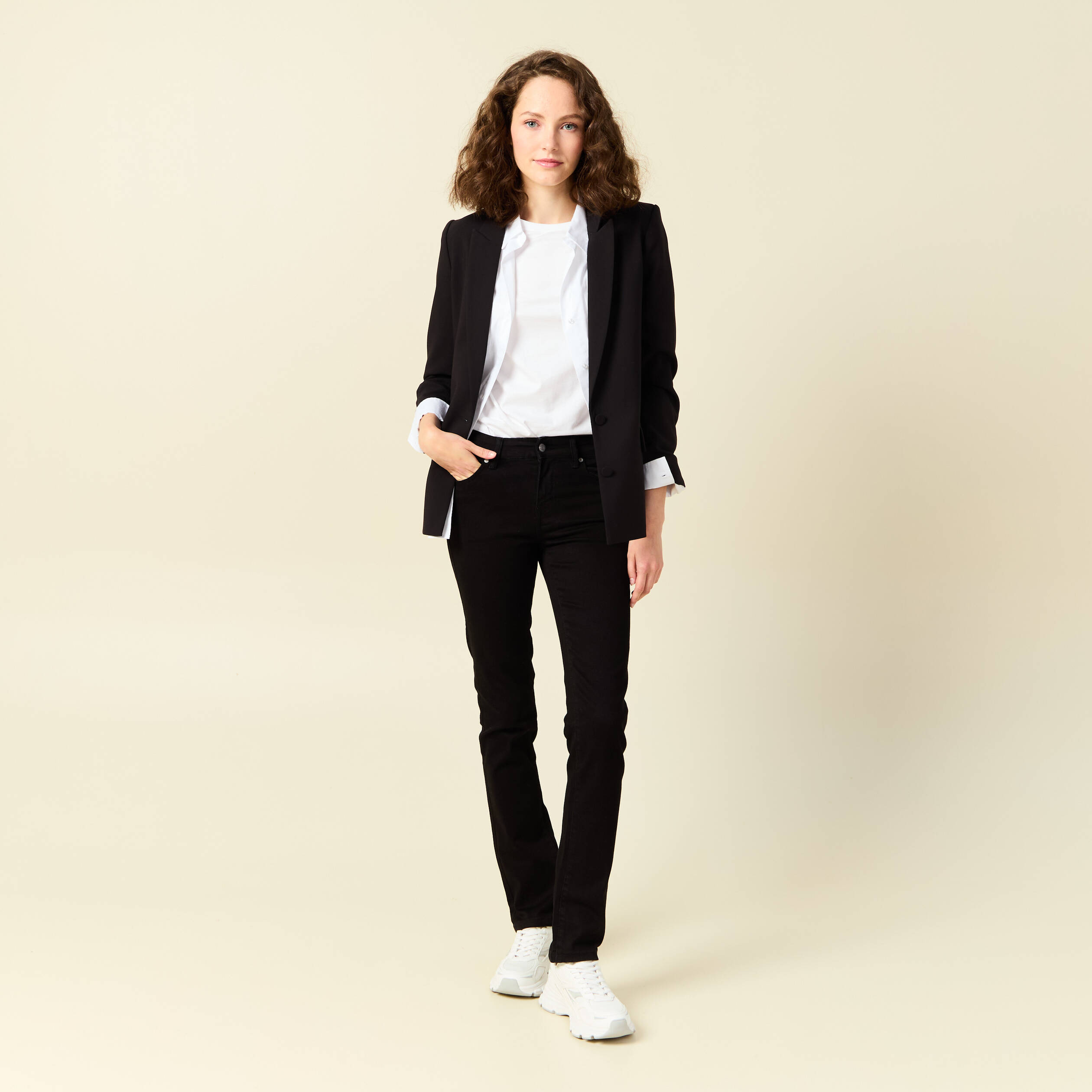 jeans regular 5 poches denim noir femme Jeans regular 5 poches denim noir femme