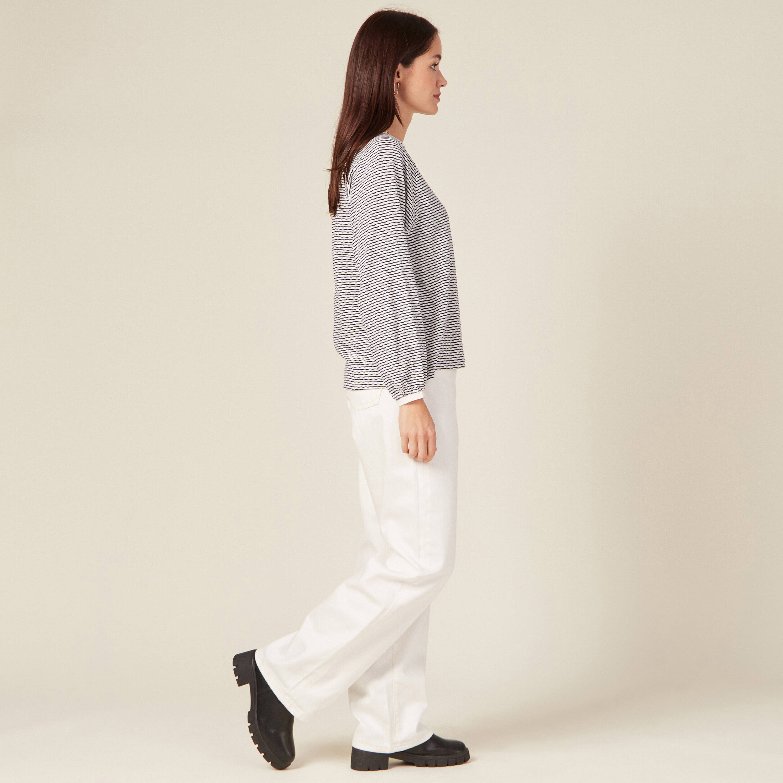 t shirt manches longues ecru femme T-shirt manches longues ecru femme