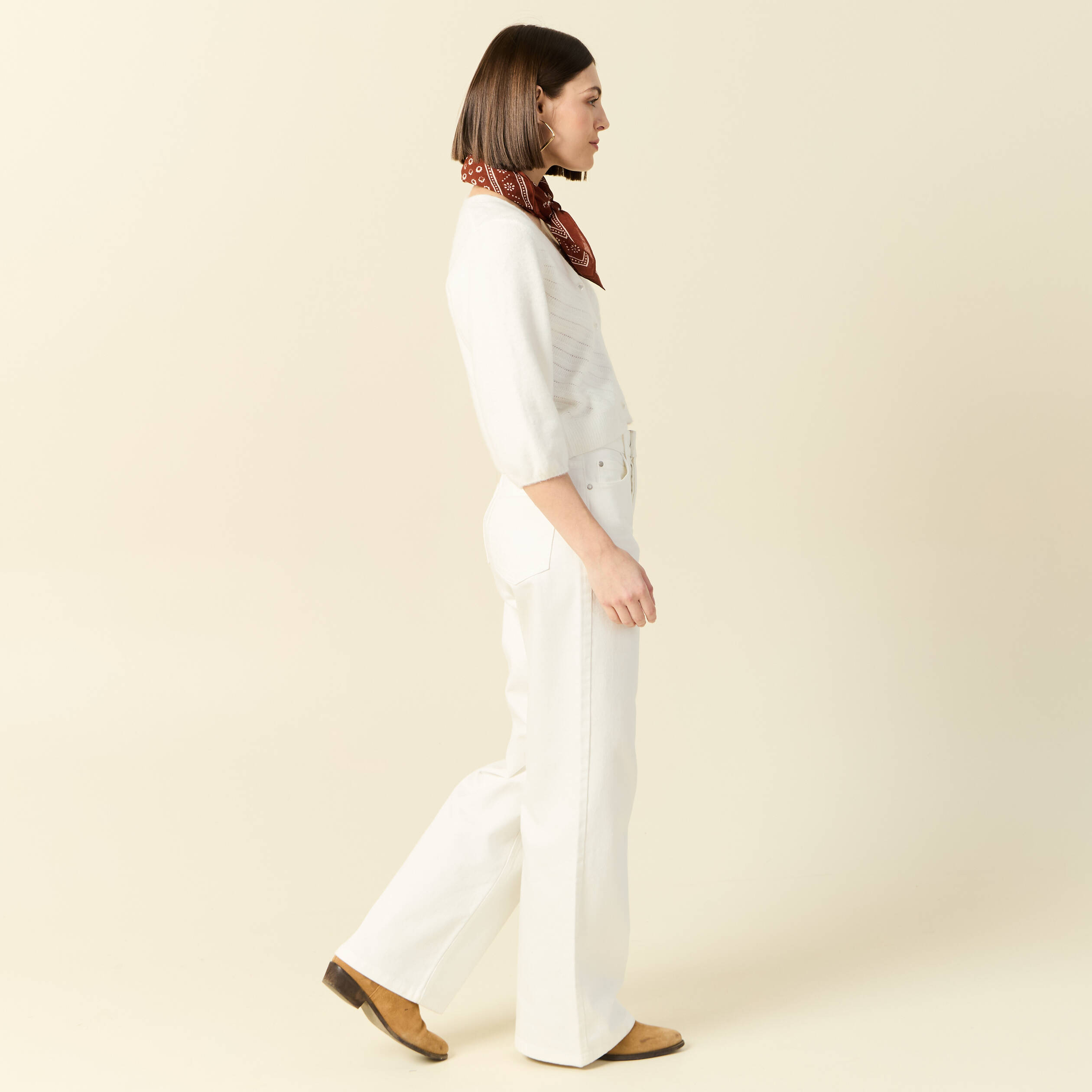 Gilet manches 3/4 blanc femme
