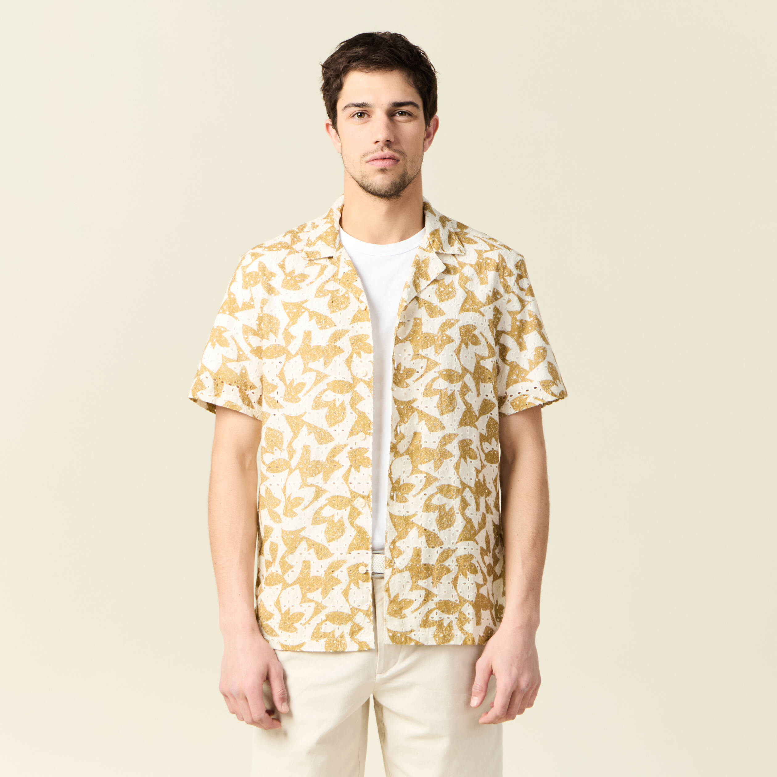 Chemise De Spectacle Shires Aubrion – Manches Courtes – Jaune Ou Blanc – 10116