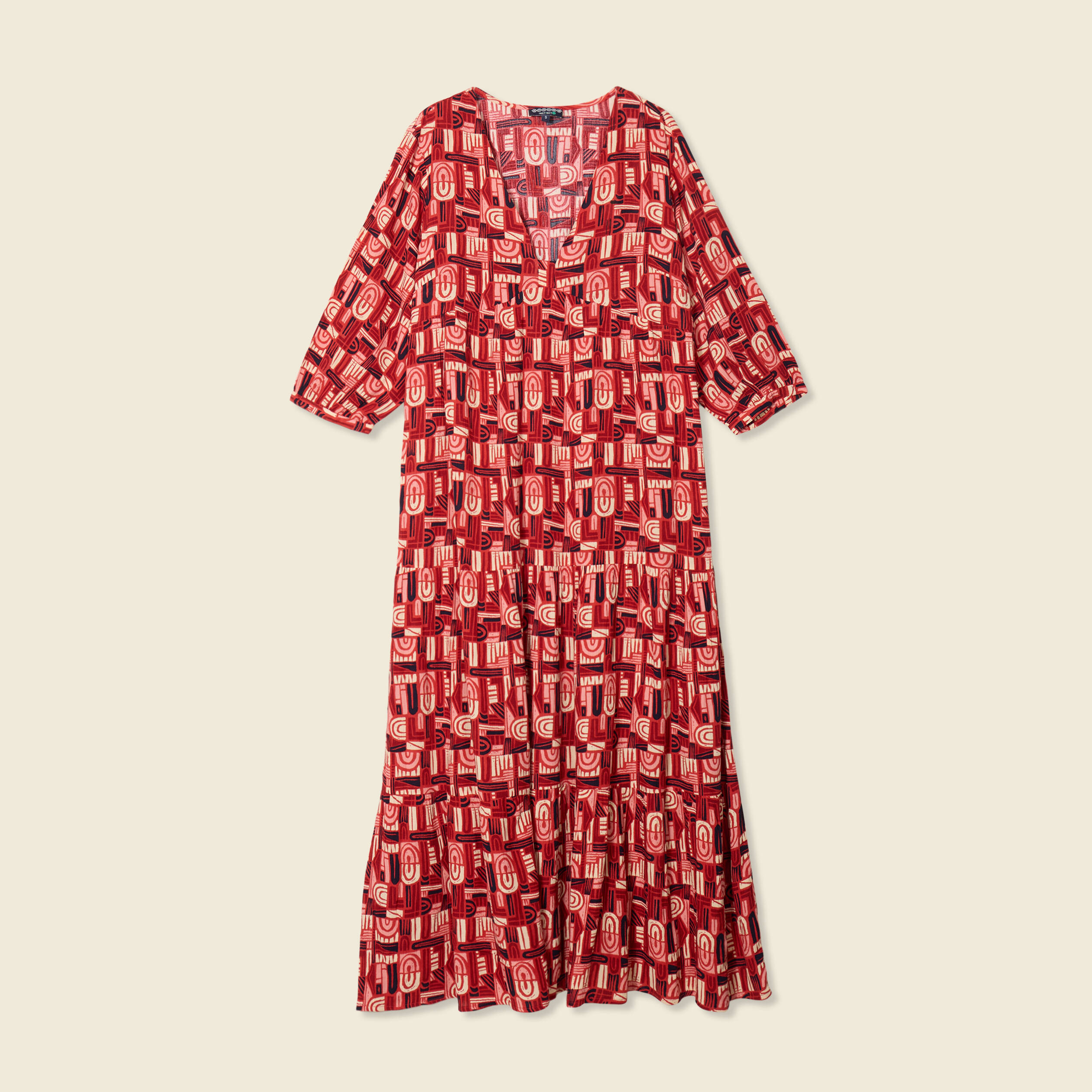 Robe longue droite fluide rouge fonc&eacute; femme