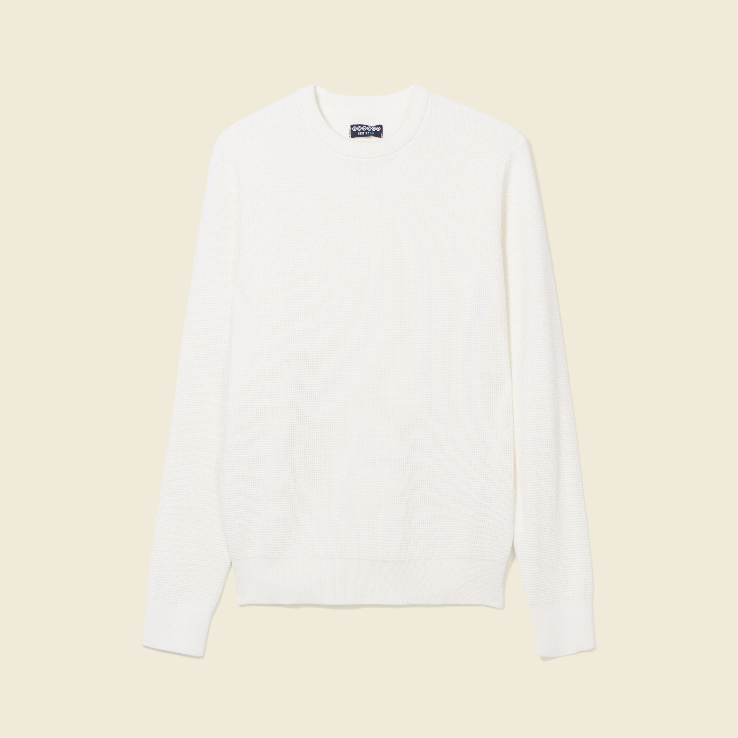 Pull manches longues col rond ecru homme
