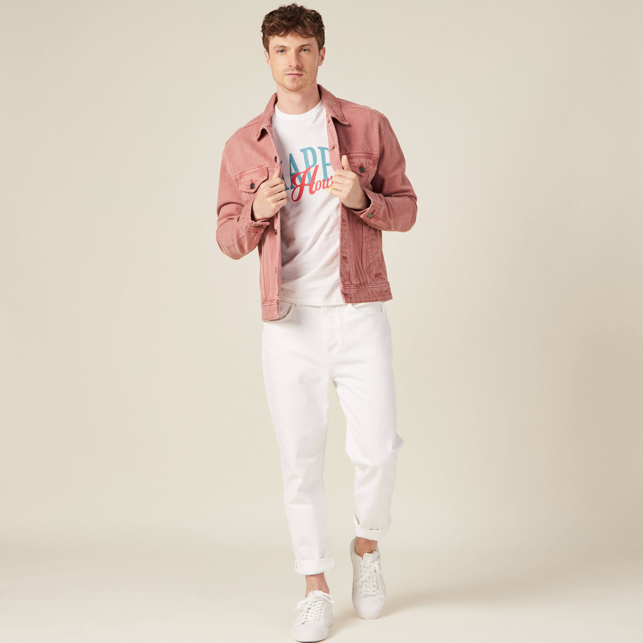 T-shirt manches courtes ecru homme