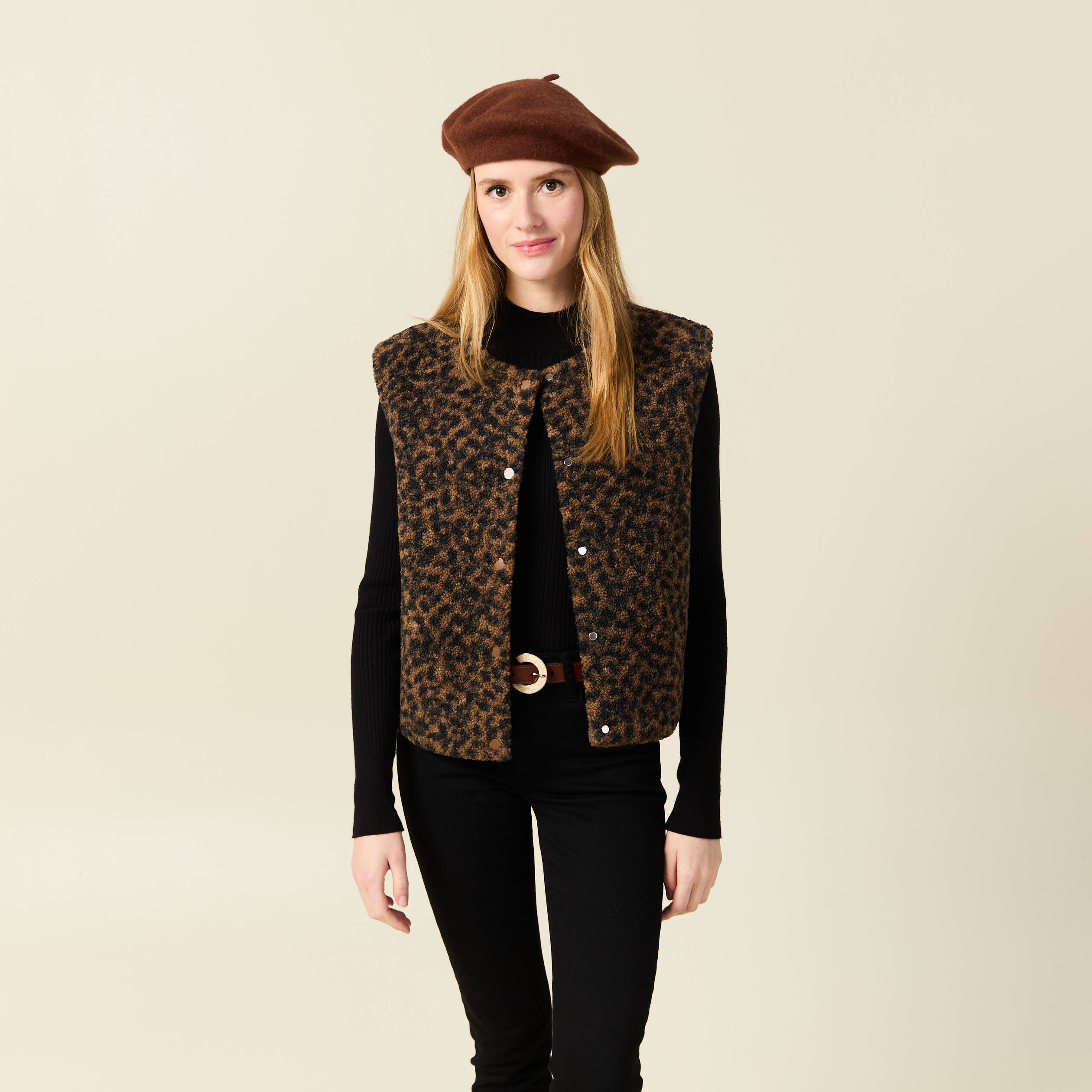 Gilet sans manches réversible creme femme