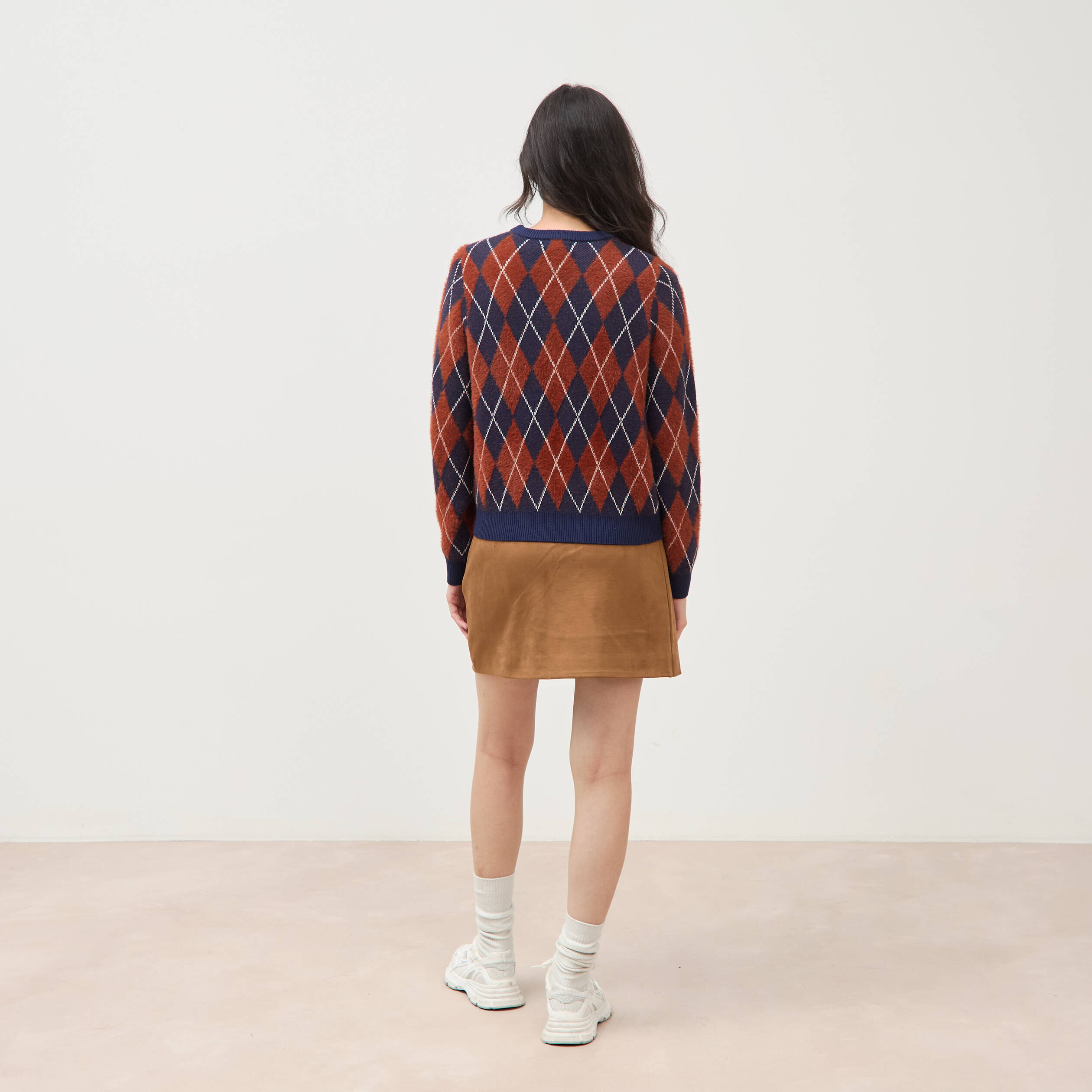 Pull droit manches longues col rond orange citrouille femme