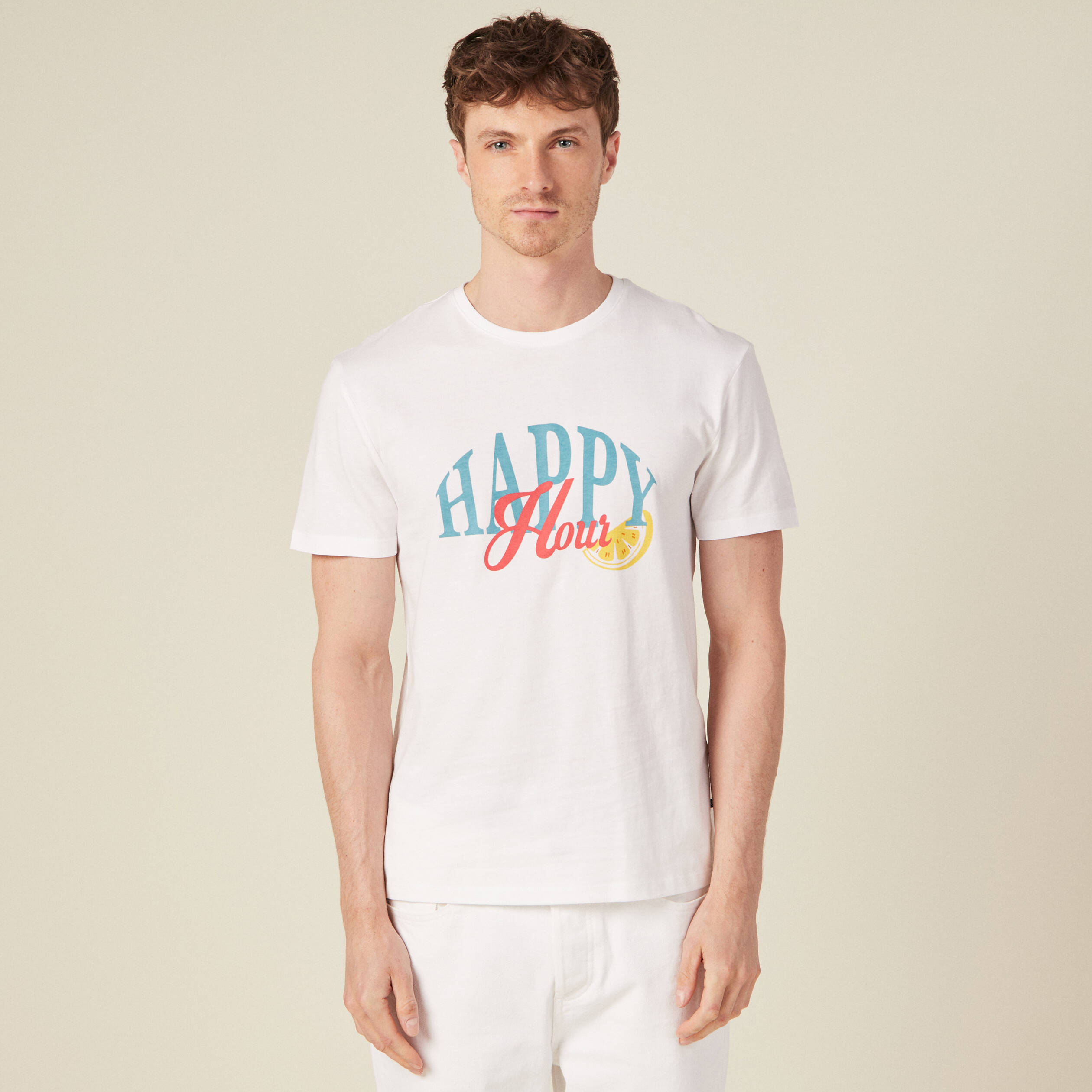 T-shirt manches courtes ecru homme