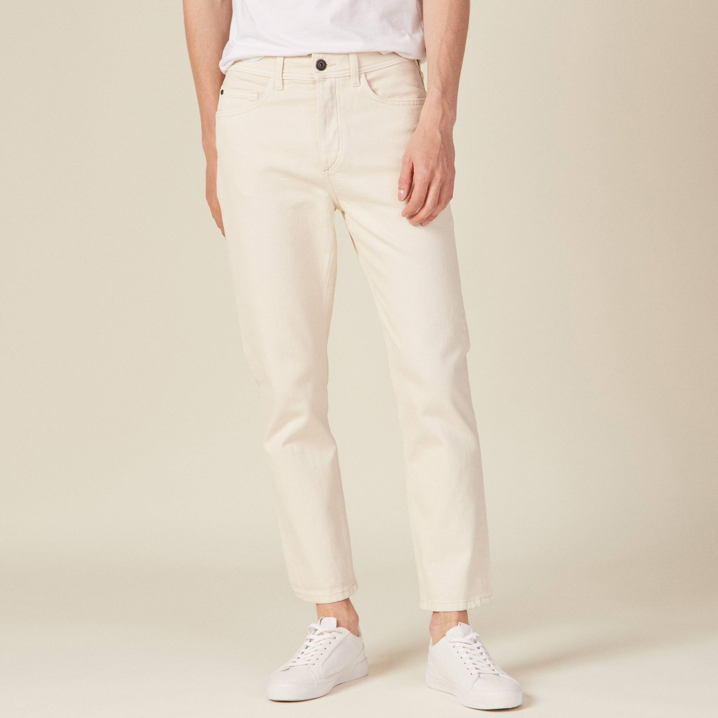 Jeans slim 5 poches denim blanc homme