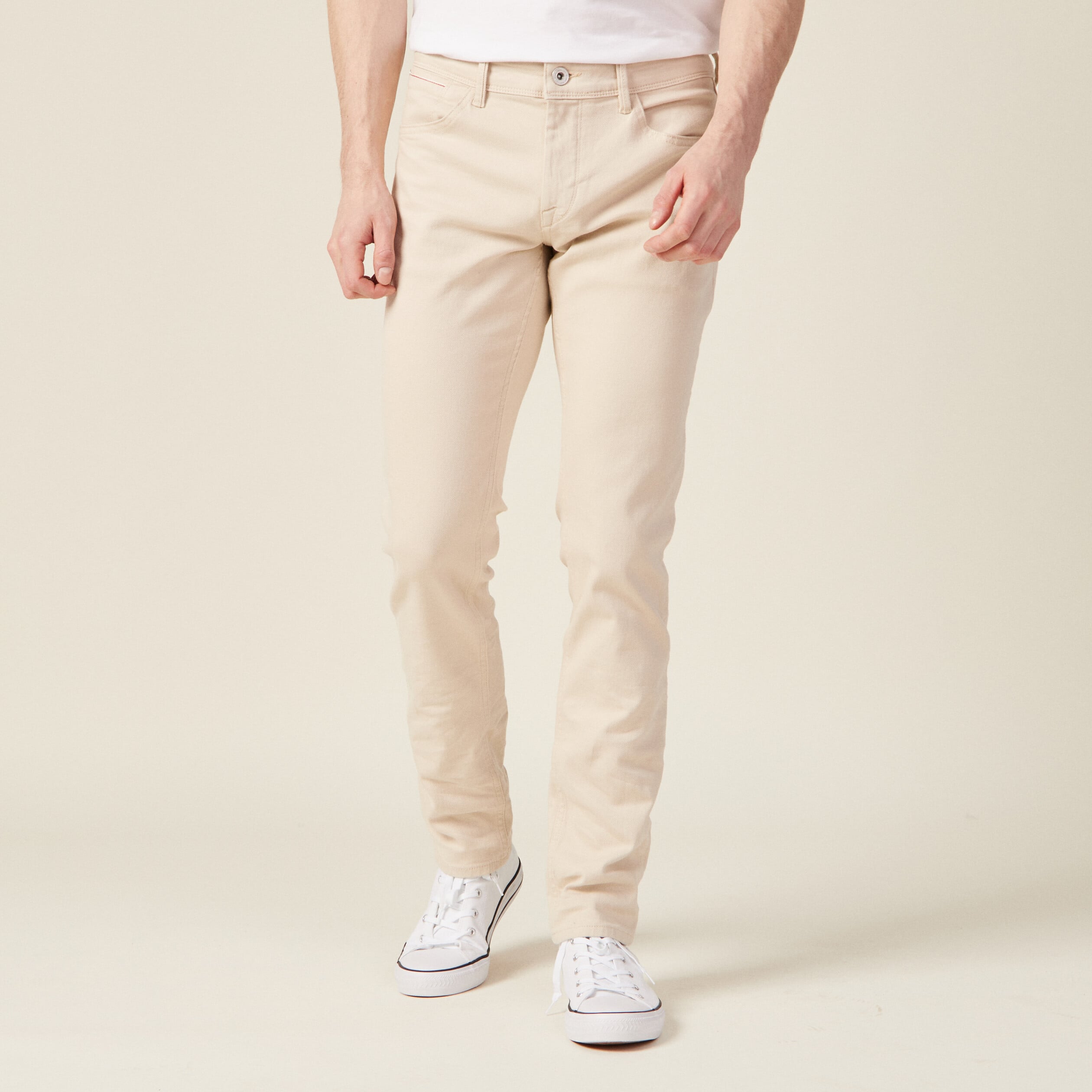 Jeans slim beige homme
