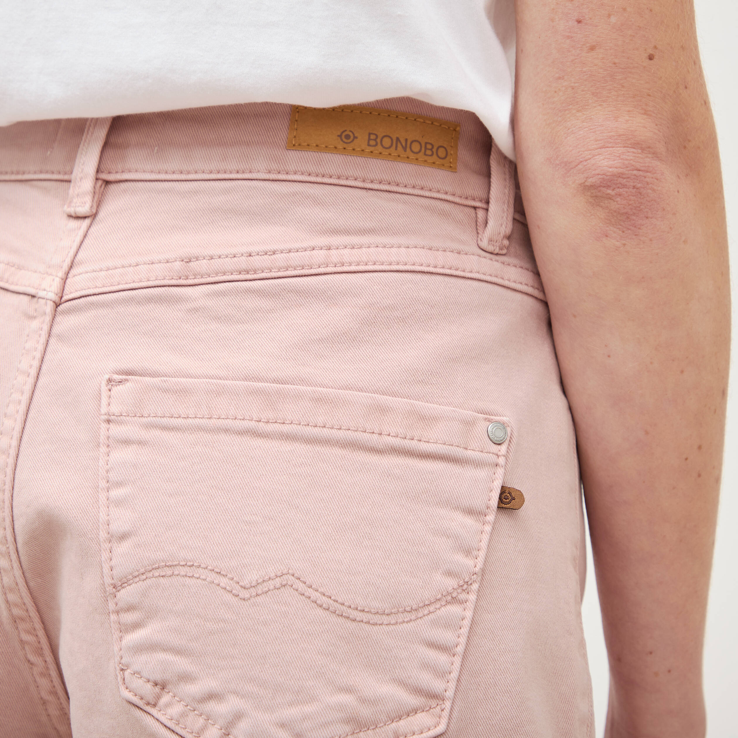 Short mom taille haute rose clair femme