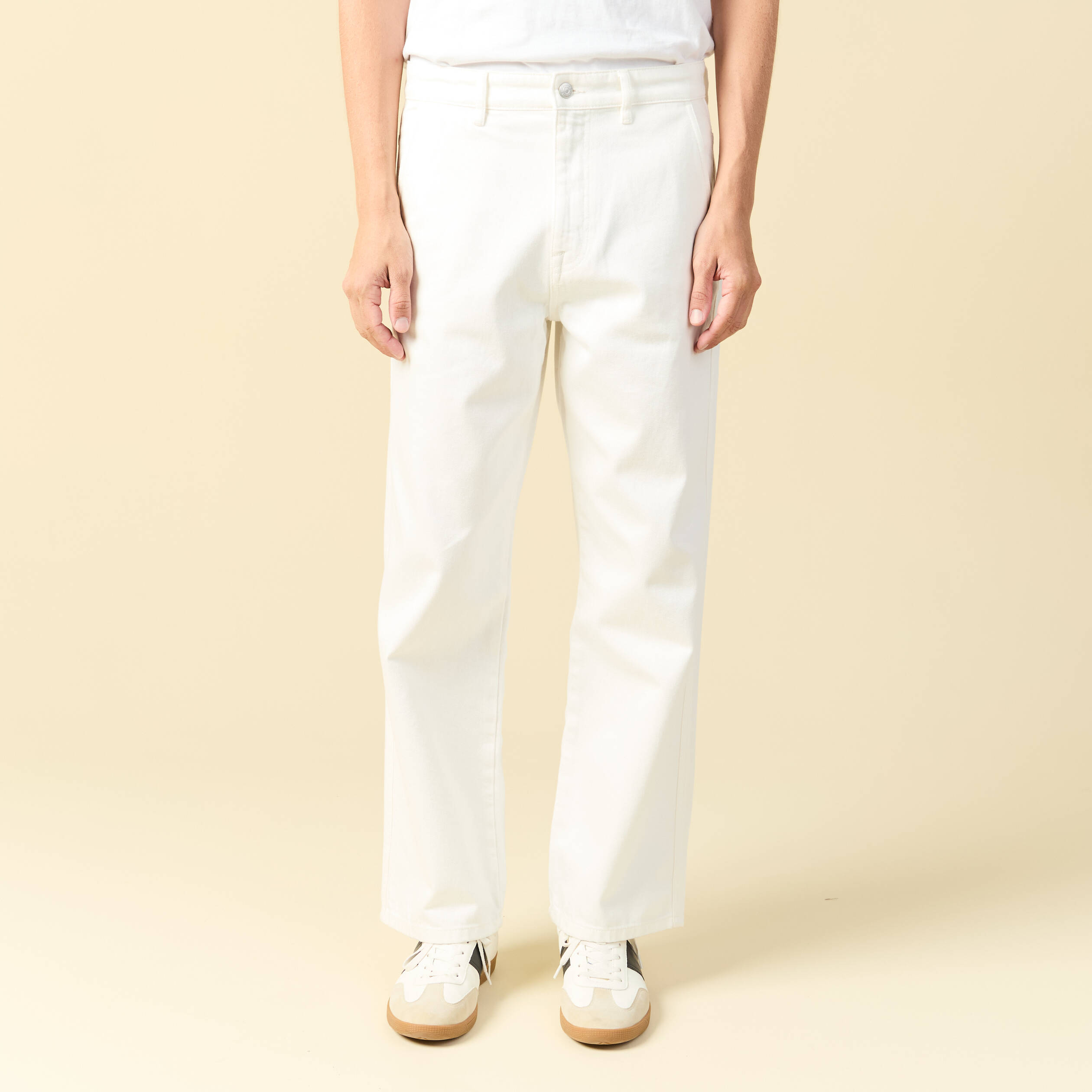 Jeans loose longueur 32 en coton denim blanc homme