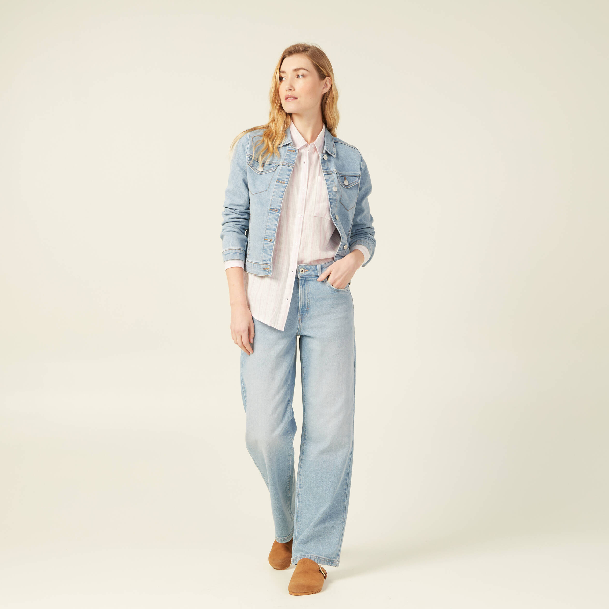 veste en jean eco responsable denim bleach femme Veste en jean éco-responsable denim bleach femme