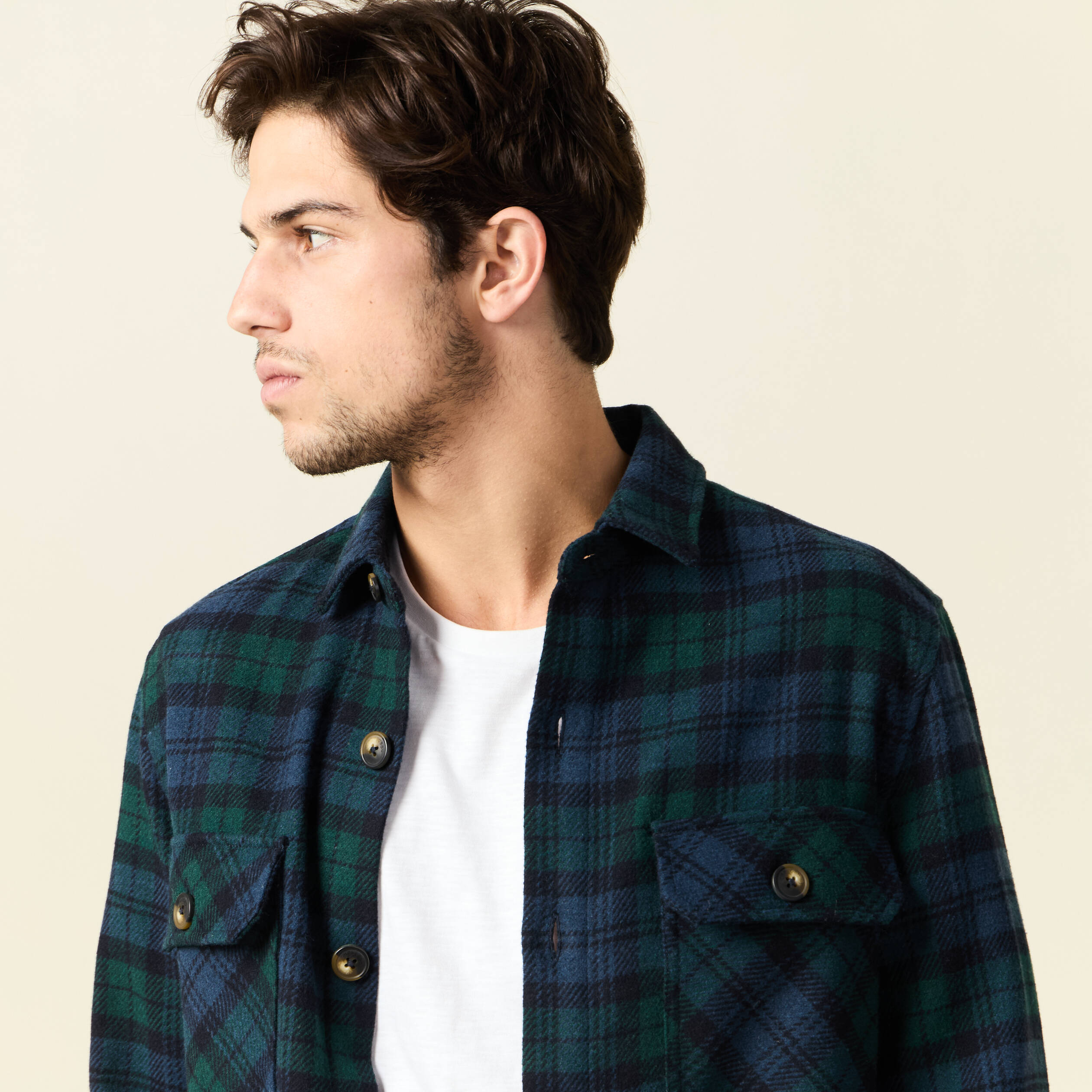 Chemise manches longues bleu marine homme
