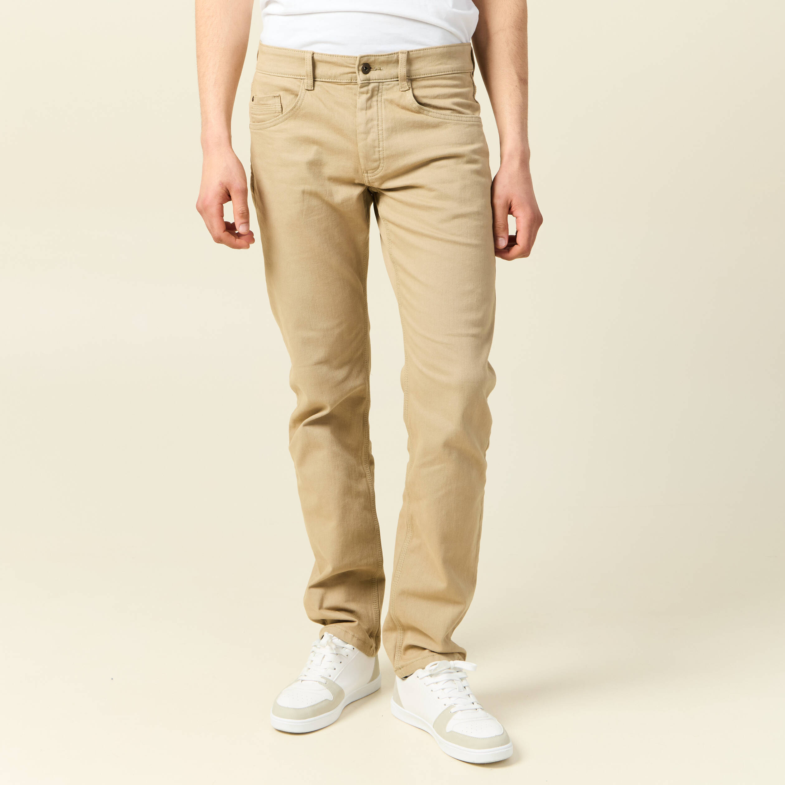 Jeans straight longueur 34 denim beige homme