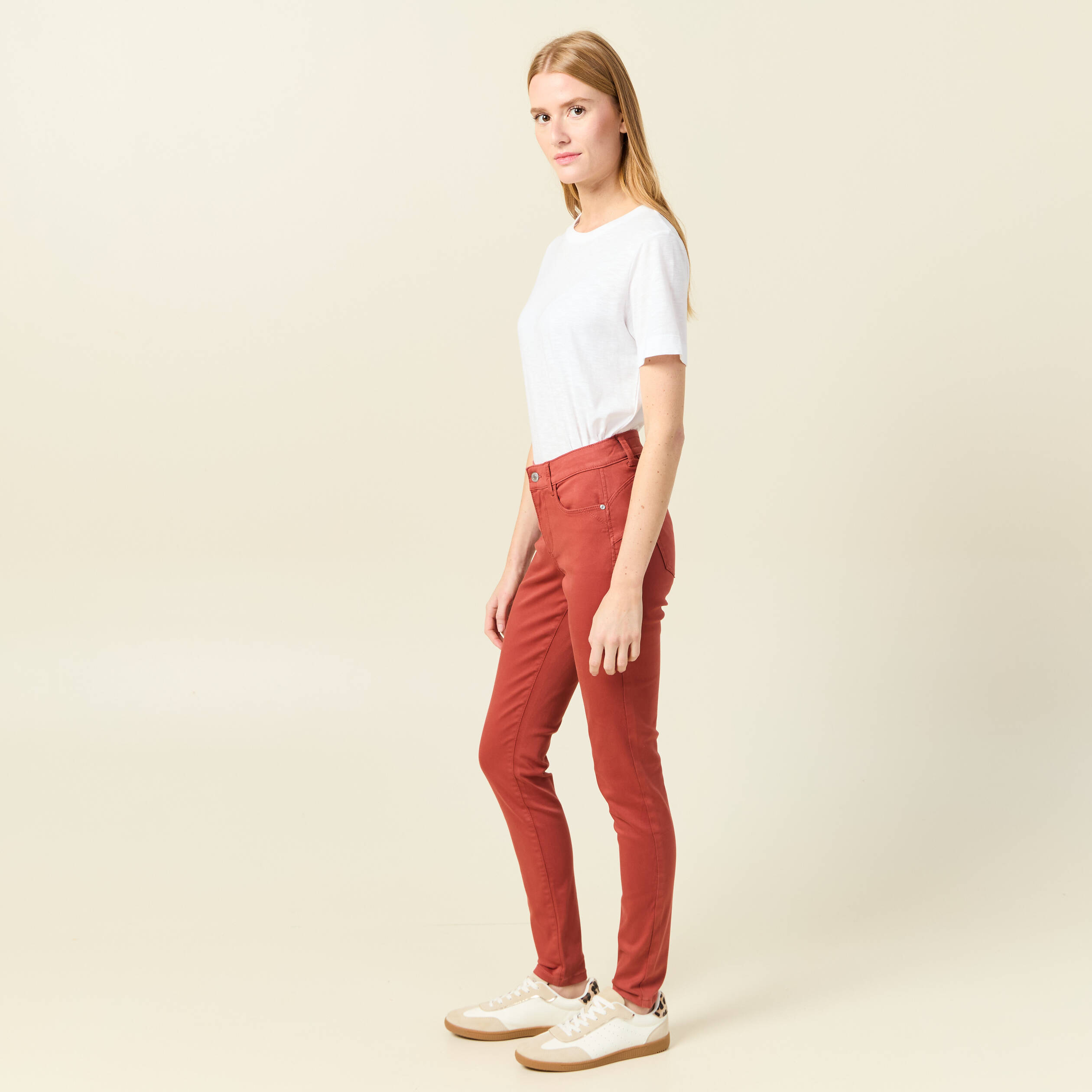 pantalon audrey skinny push up orange fonce femme Pantalon Audrey - skinny push up orange foncé femme