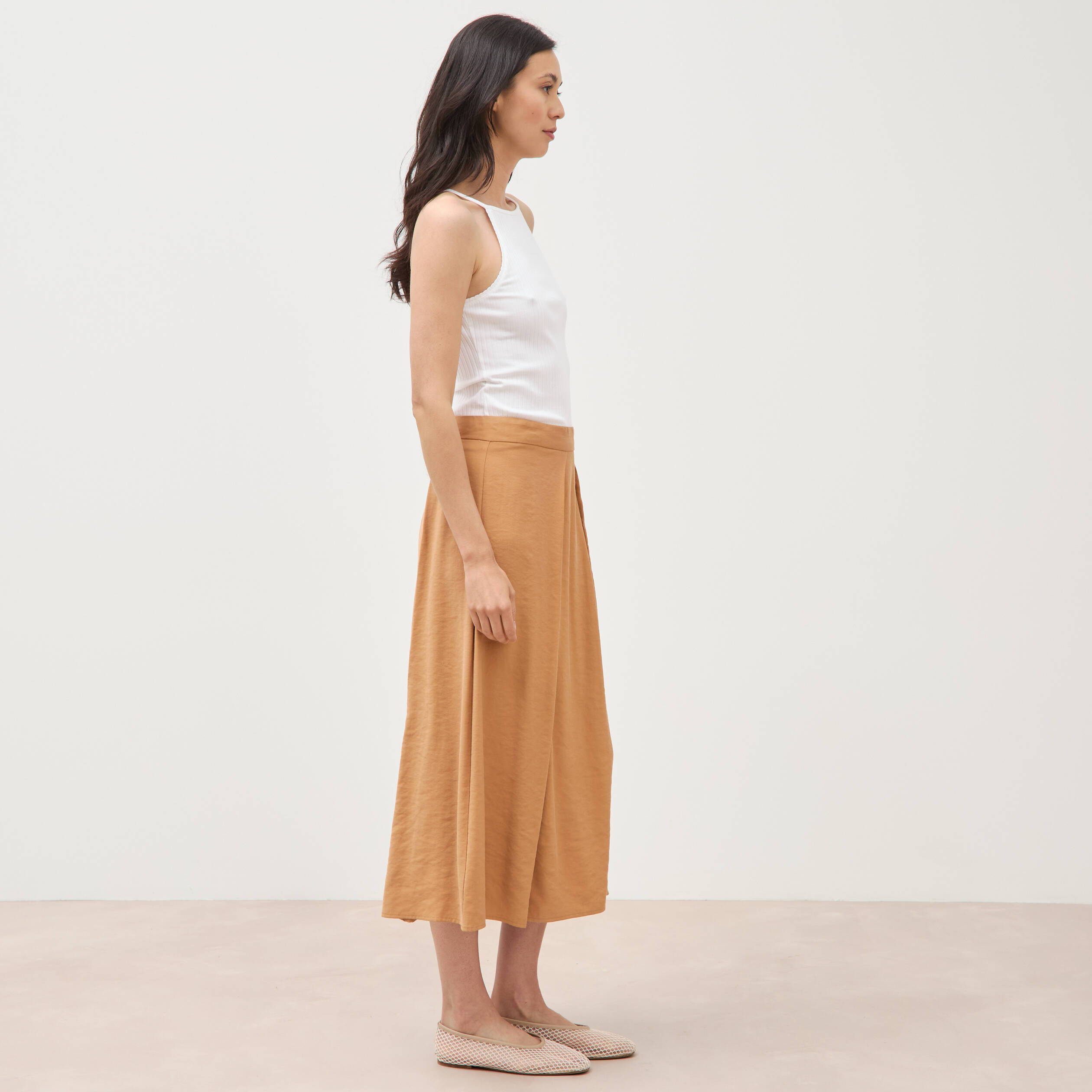 Jupe fluide marron femme