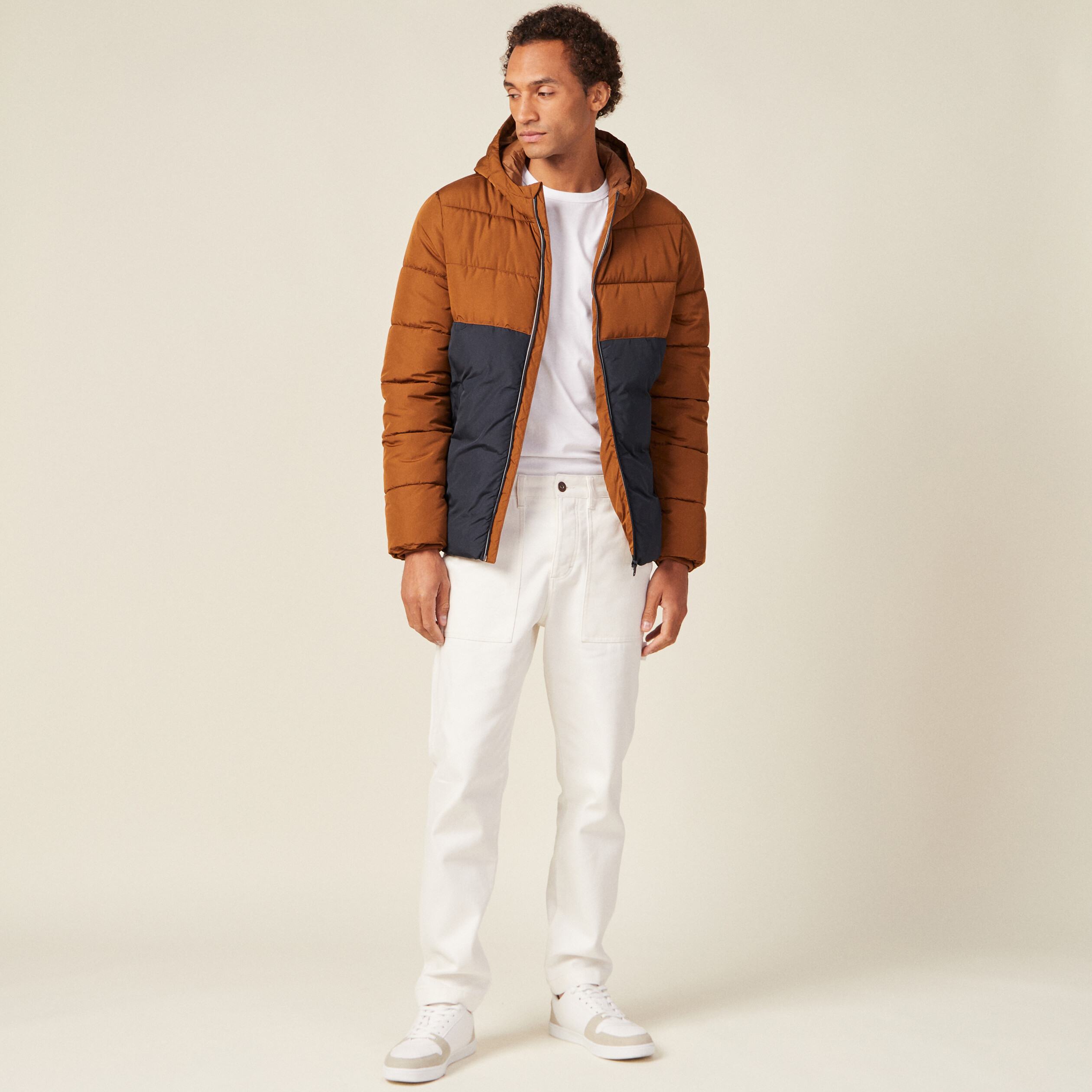Doudoune oversize à capuche bleu marine homme