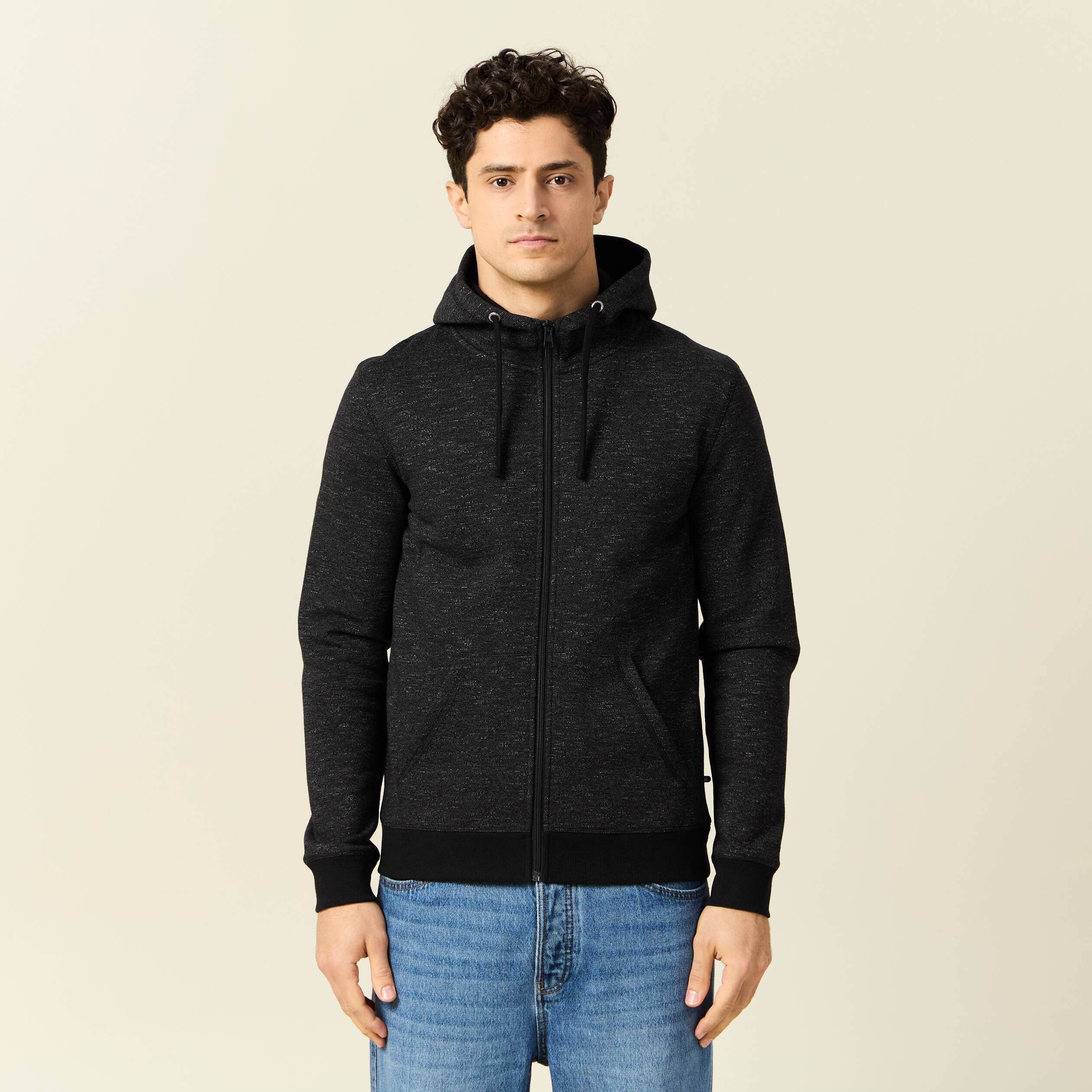 Gilet manches longues zipp&eacute; noir homme
