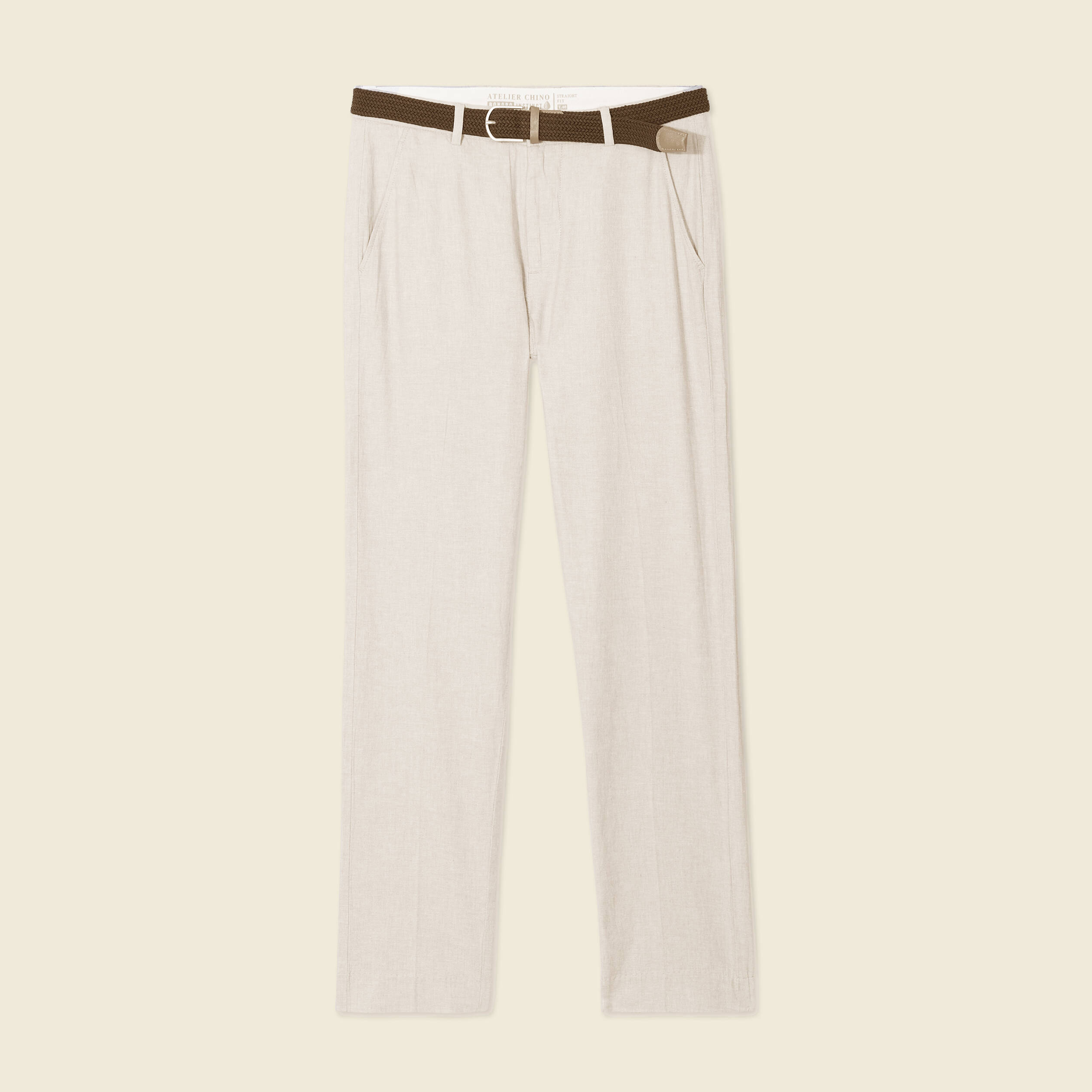 Pantalon chino longueur 32 avec ceinture gris fonc&eacute; homme