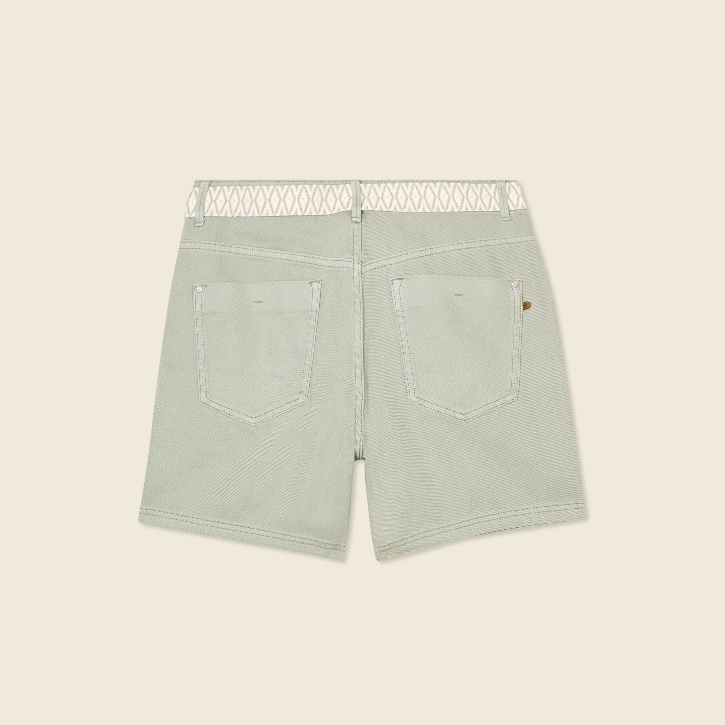 Short boyfriend ceintur&eacute; jean vert kaki femme