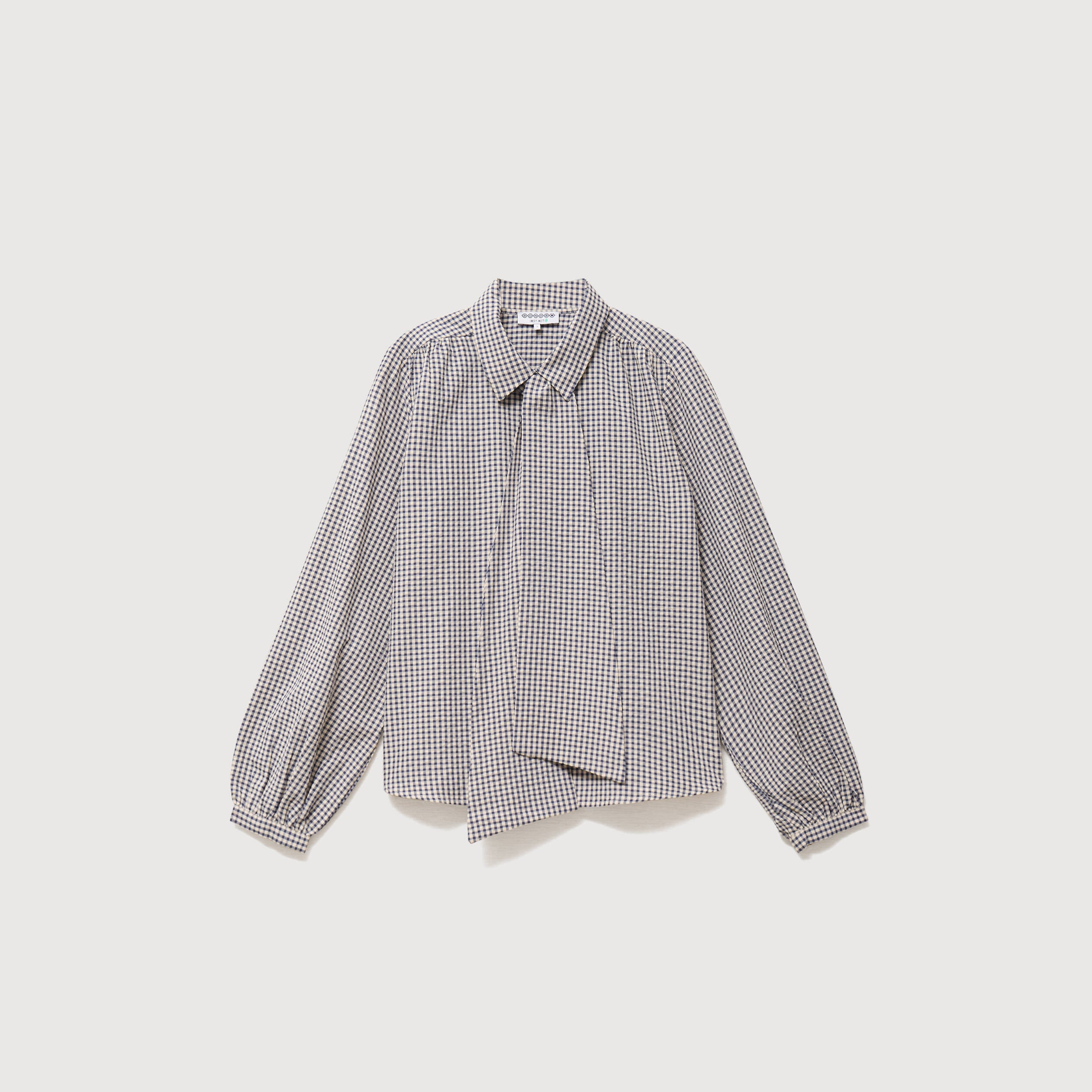 Chemise vichy droite manches longues bleu femme