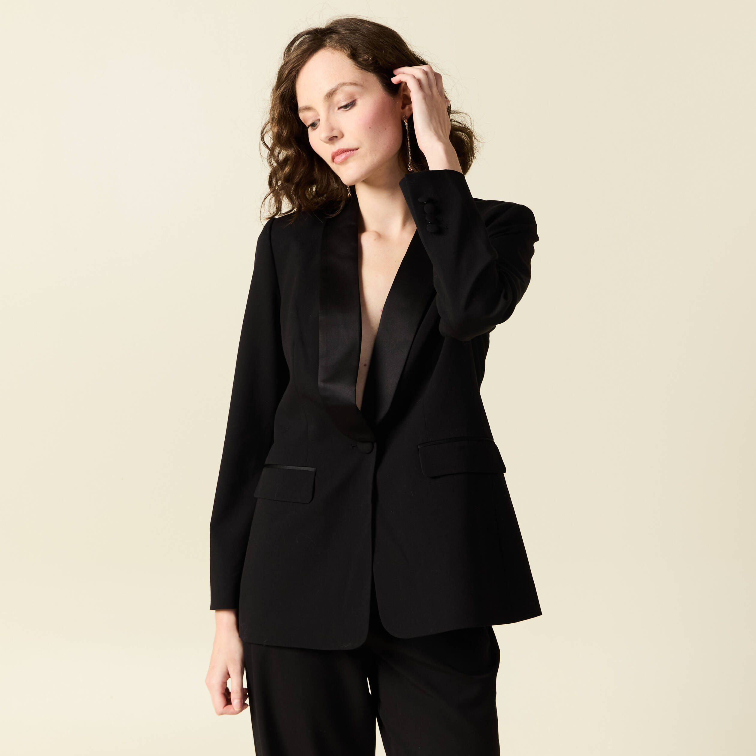 blazer col chale noir femme Blazer col châle noir femme