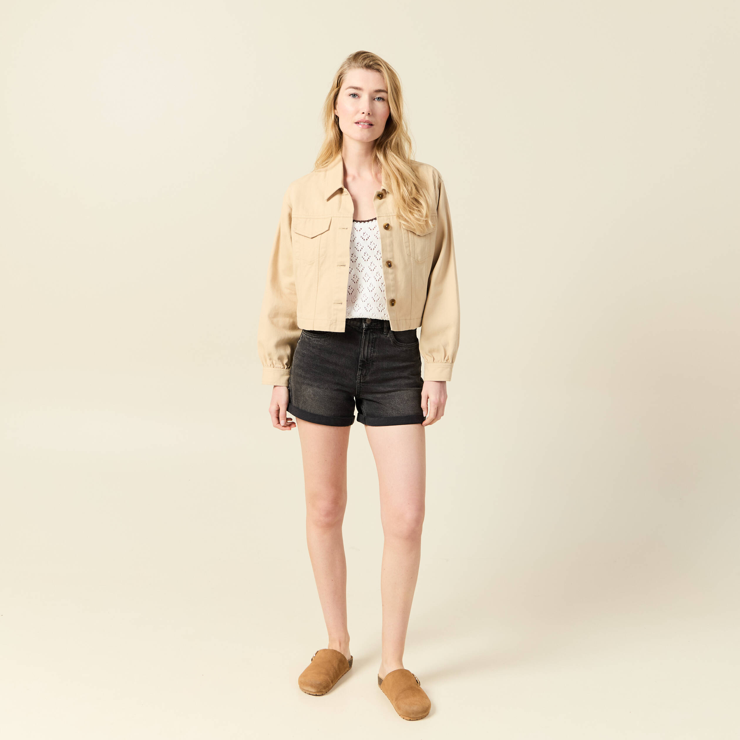 Pull sans manches ecru femme
