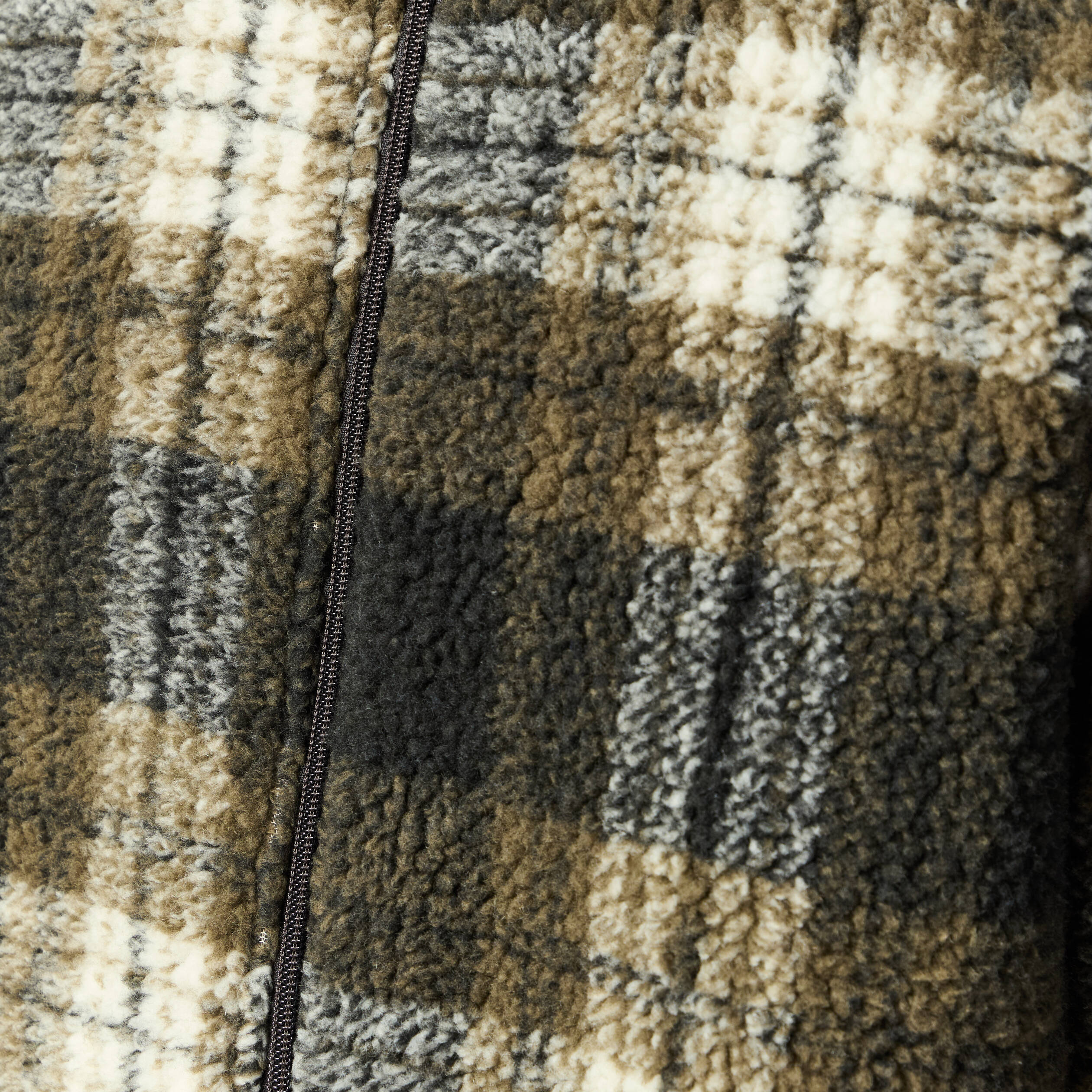 Gilet manches longues zipp&eacute; sherpa taupe homme