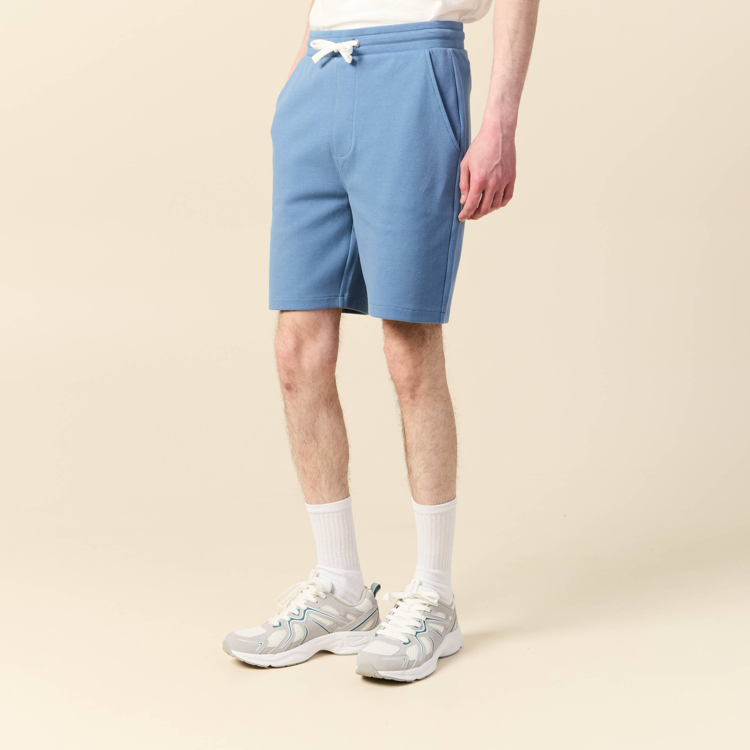 short eco responsable bleu gris homme Short éco-responsable bleu gris homme