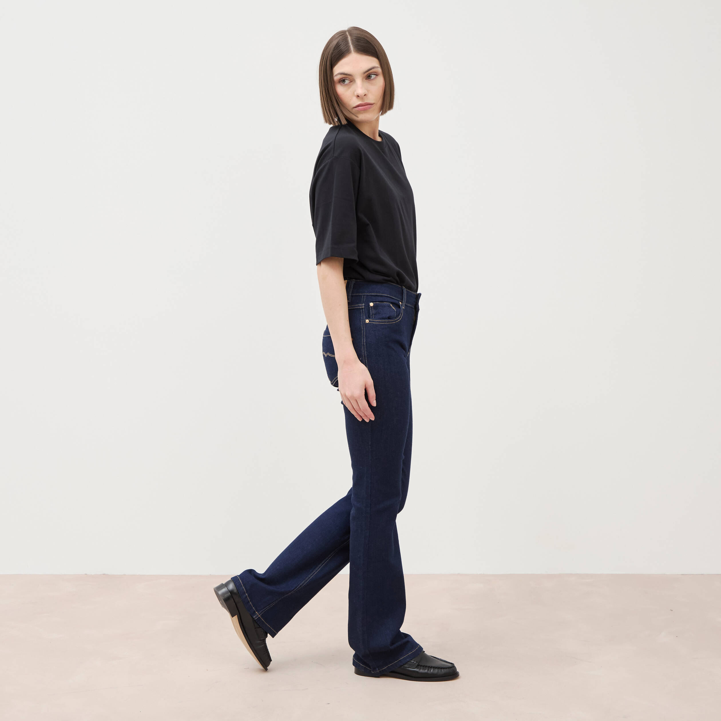 Jeans bootcut denim brut rinse femme