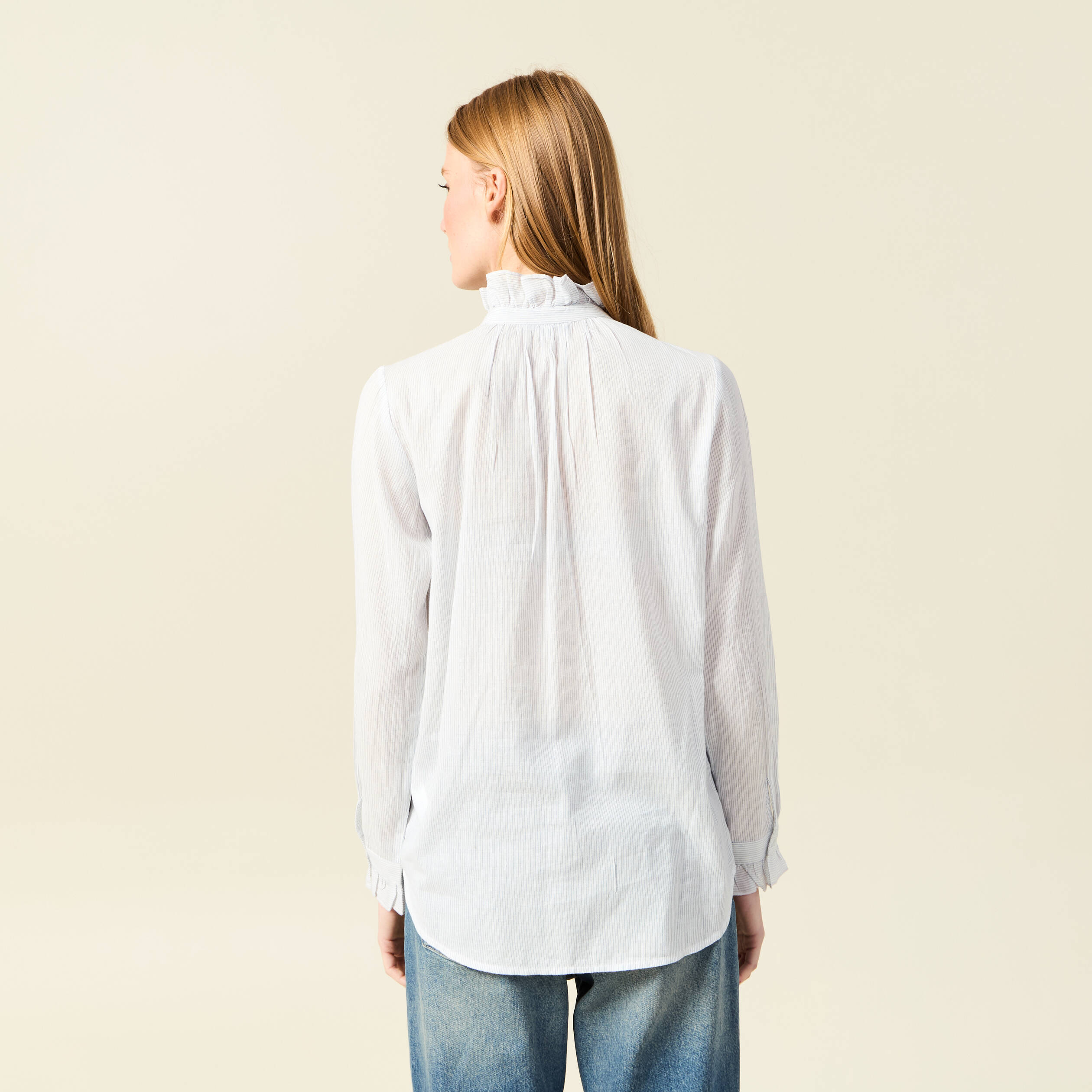 Chemise manches longues en coton blanc femme