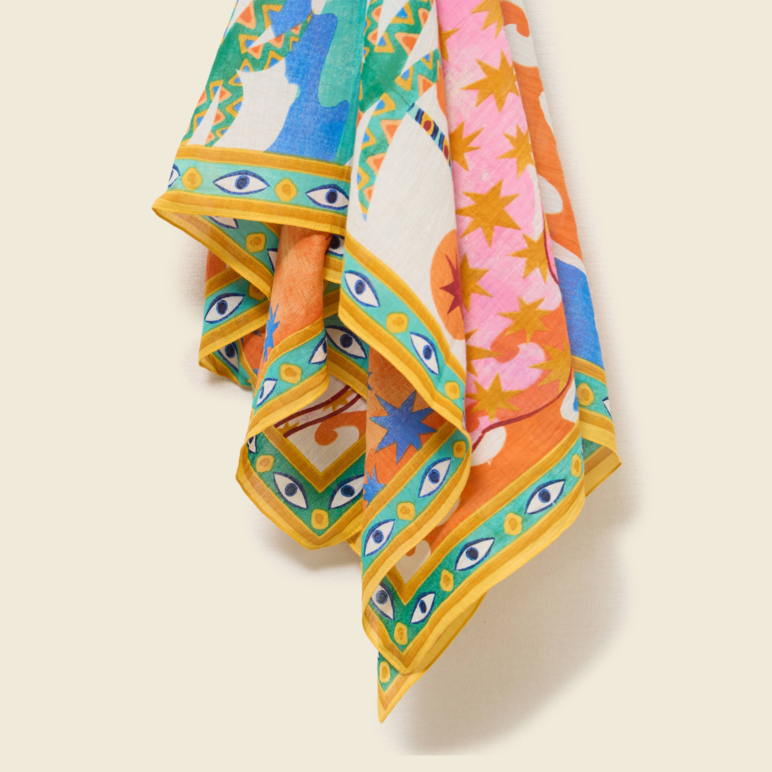 Foulard en coton satin&eacute; orange clair femme