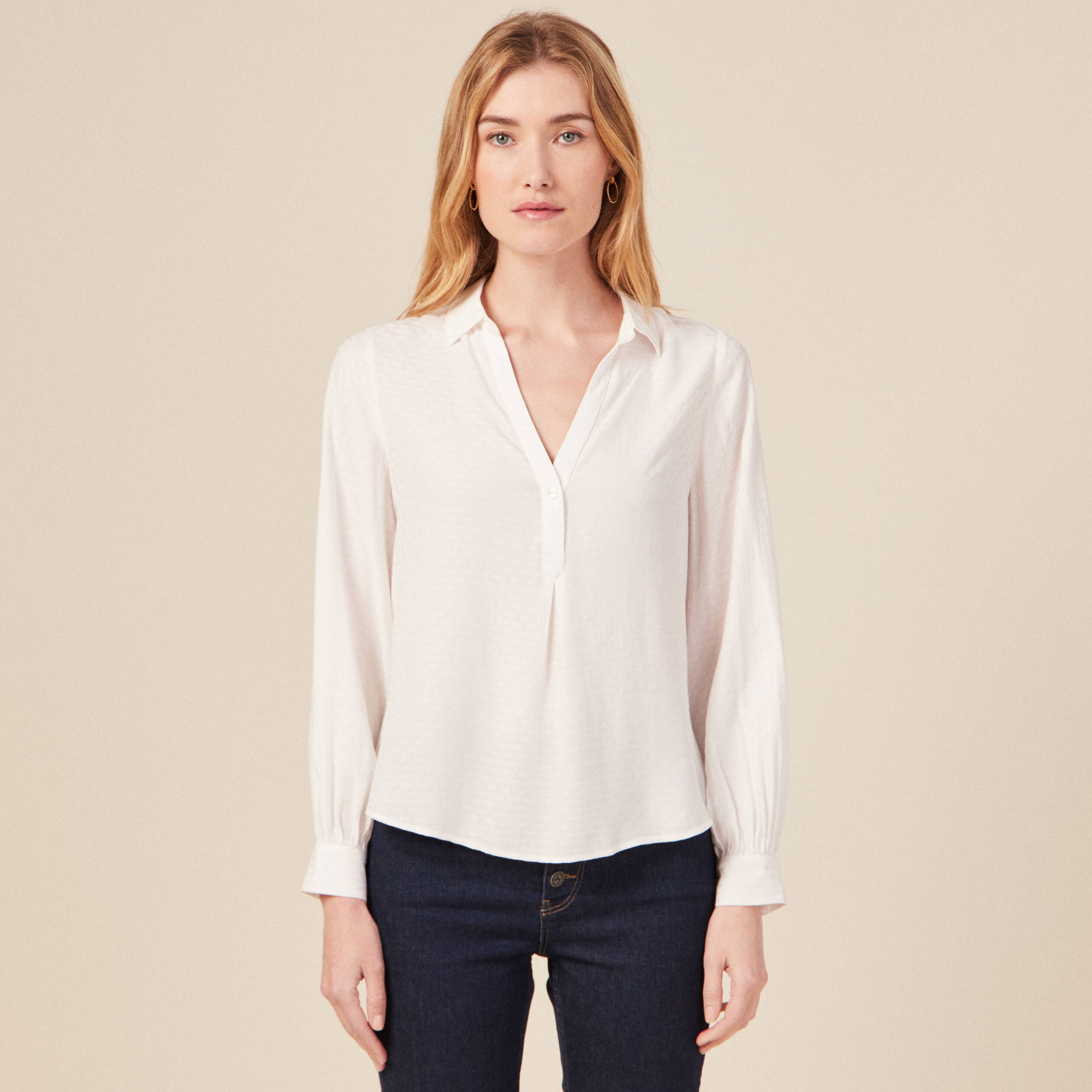 blouse manches longues ecru femme Blouse manches longues ecru femme