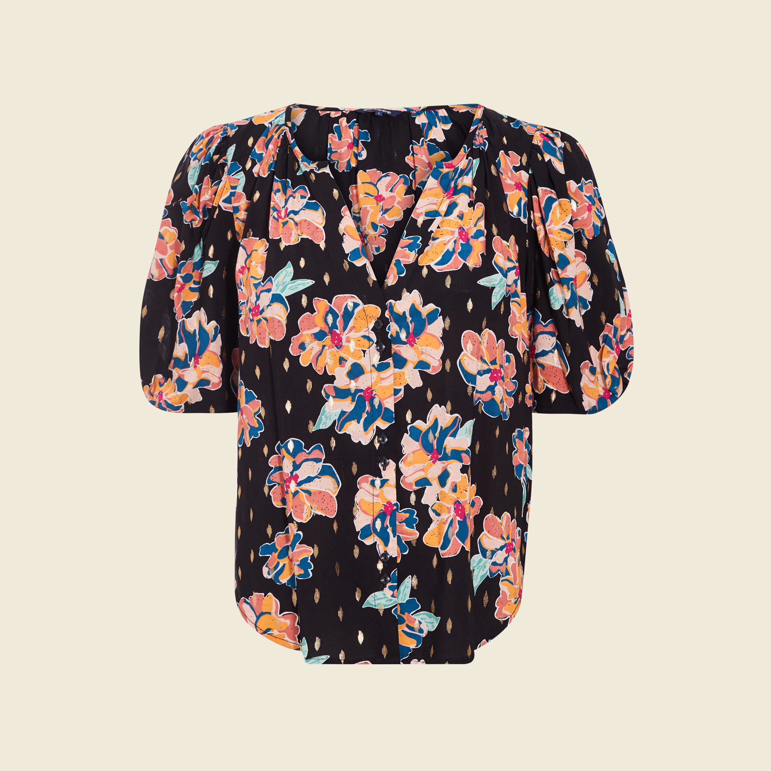 Chemise manches 3/4 noir femme