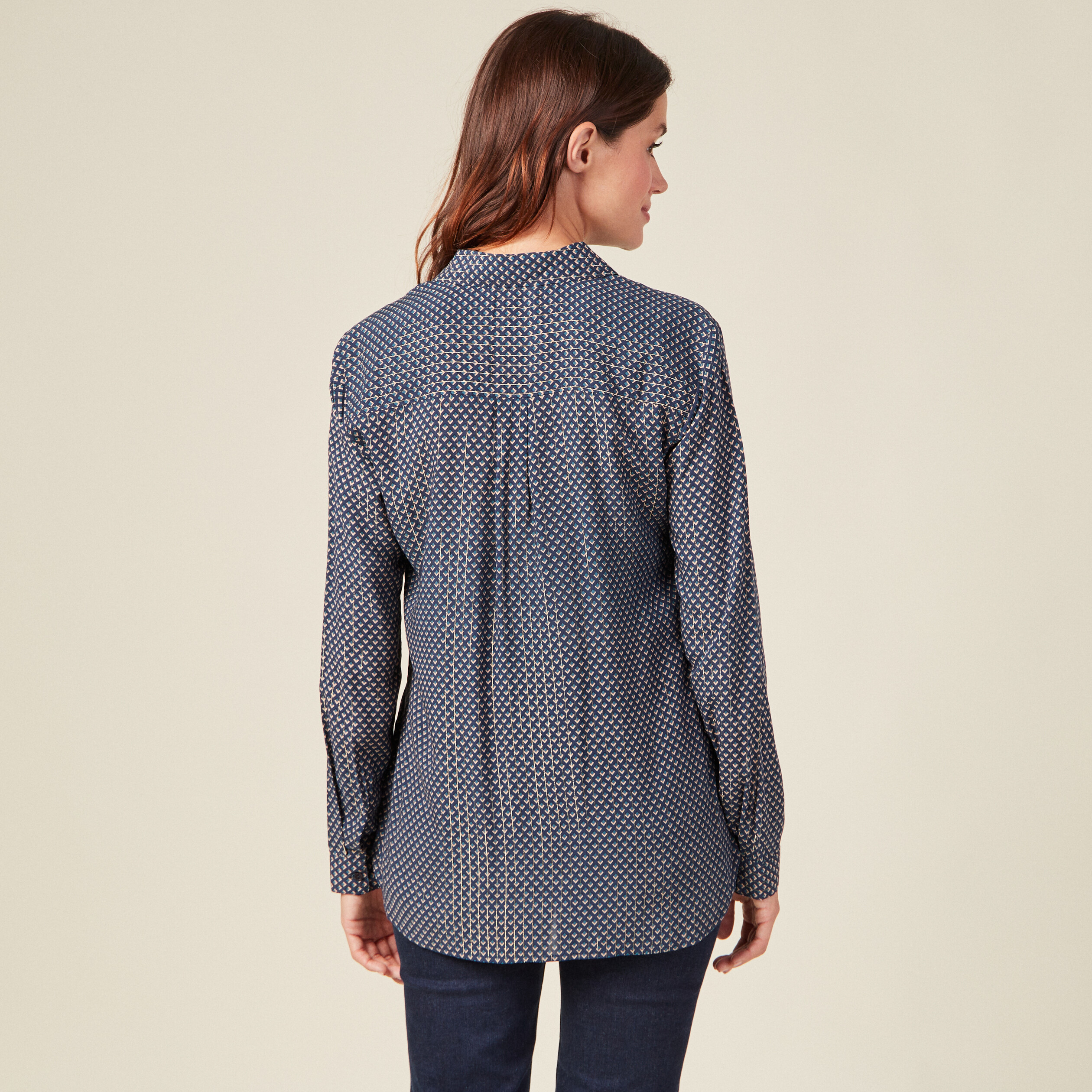 Chemise manches longues bleu femme