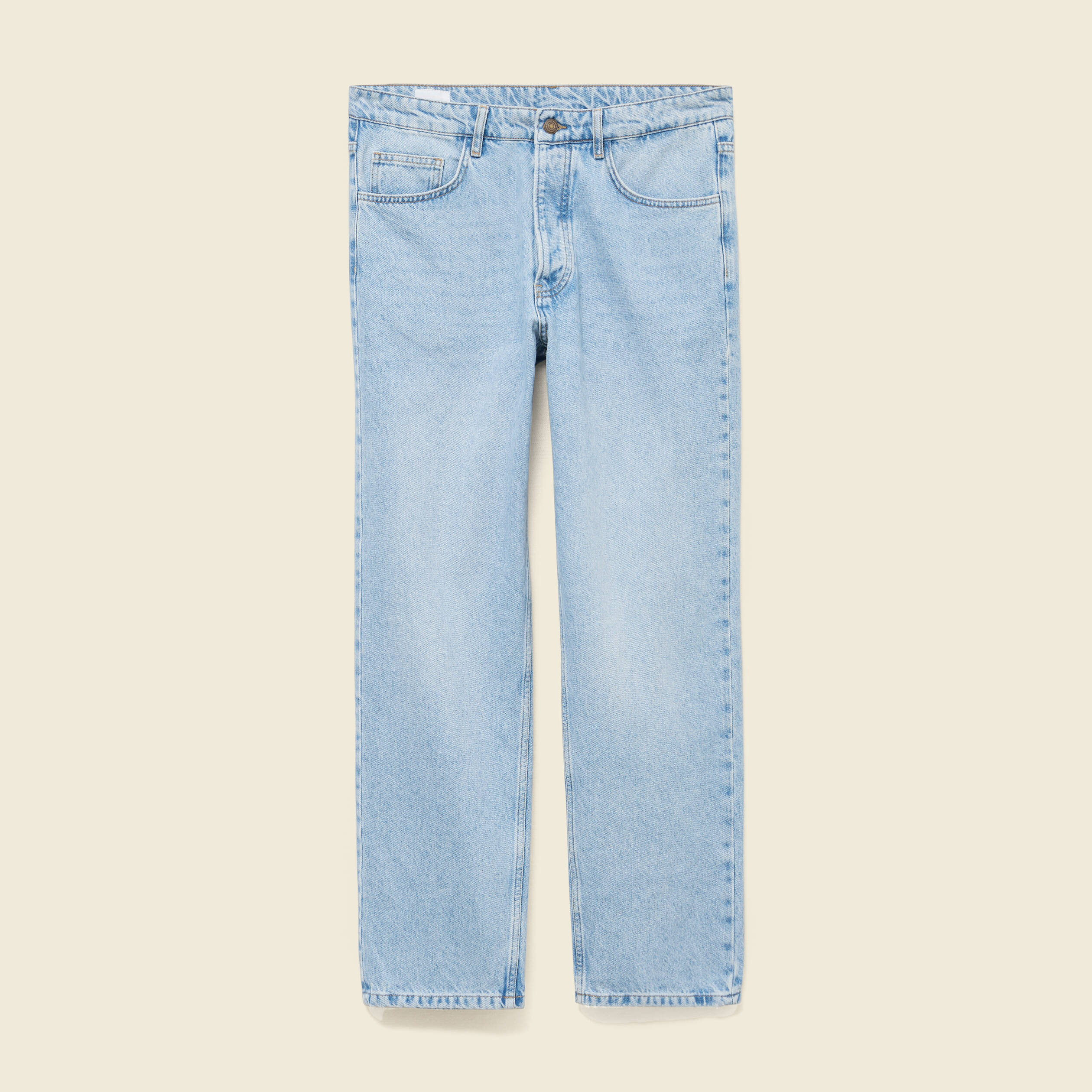 Jeans large longueur 32 en coton denim bleach homme