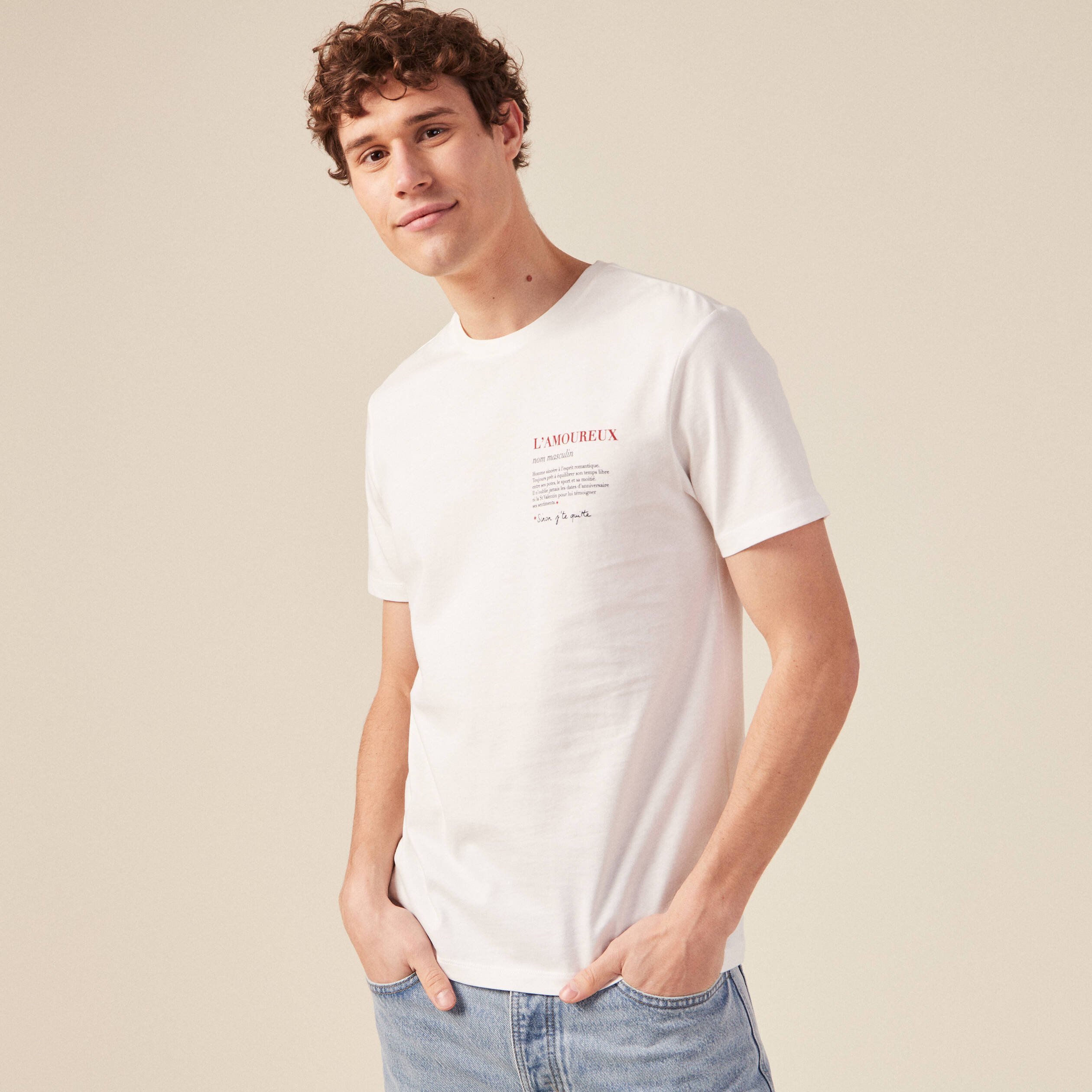t shirt manches courtes ecru homme T-shirt manches courtes ecru homme