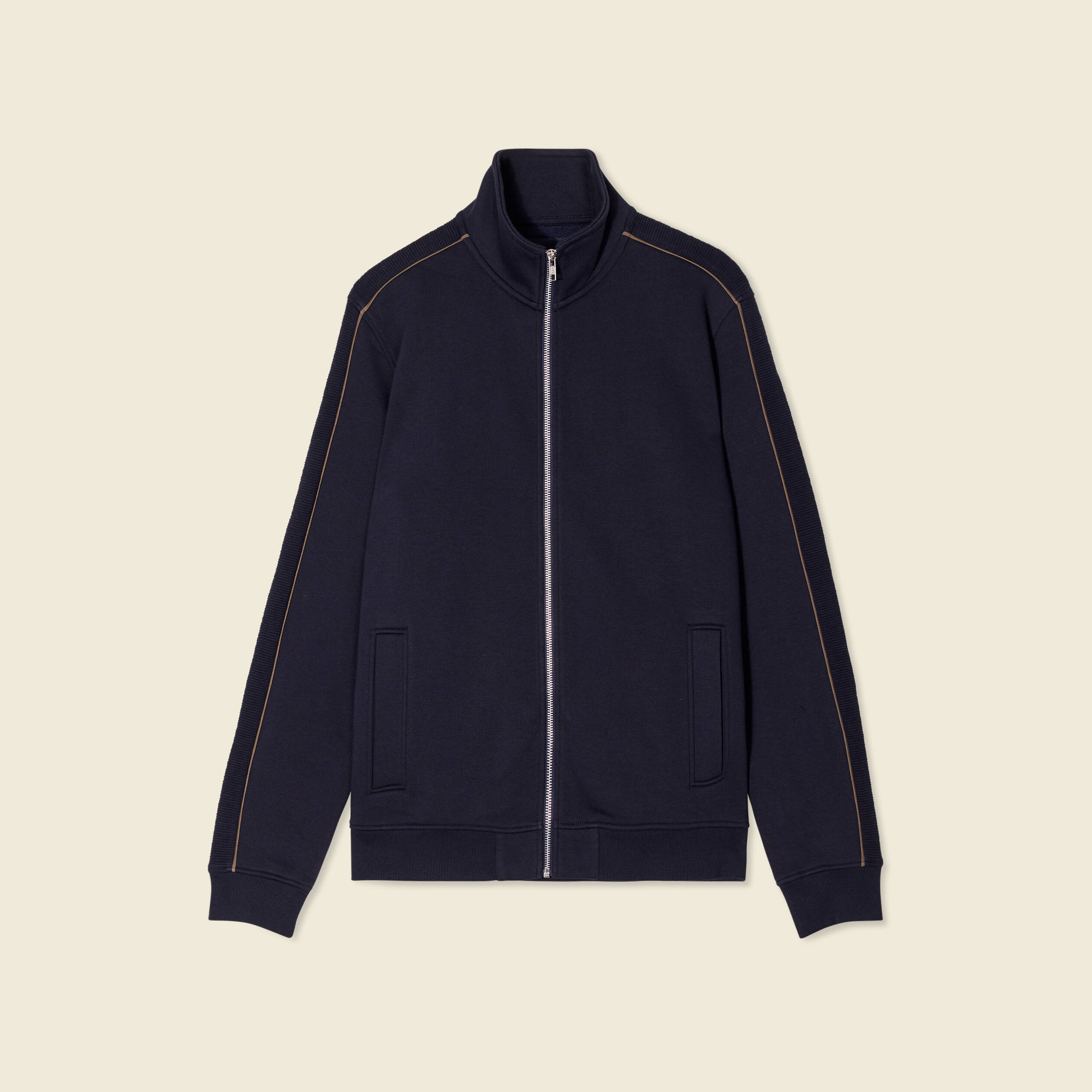 gilet manches longues zippe bleu marine homme Gilet manches longues zippé bleu marine homme