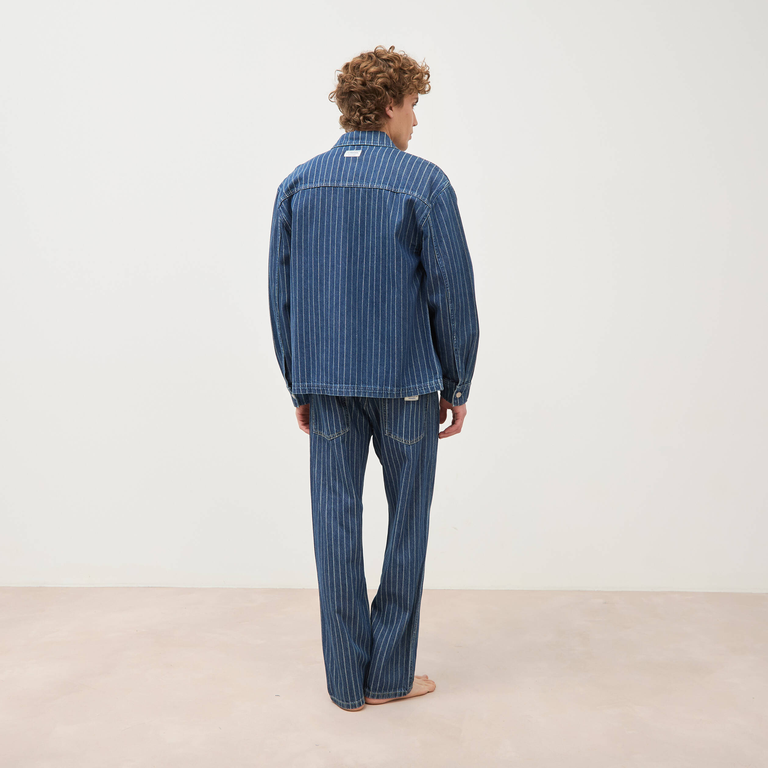 Surchemise oversize en jeans coton denim stone homme
