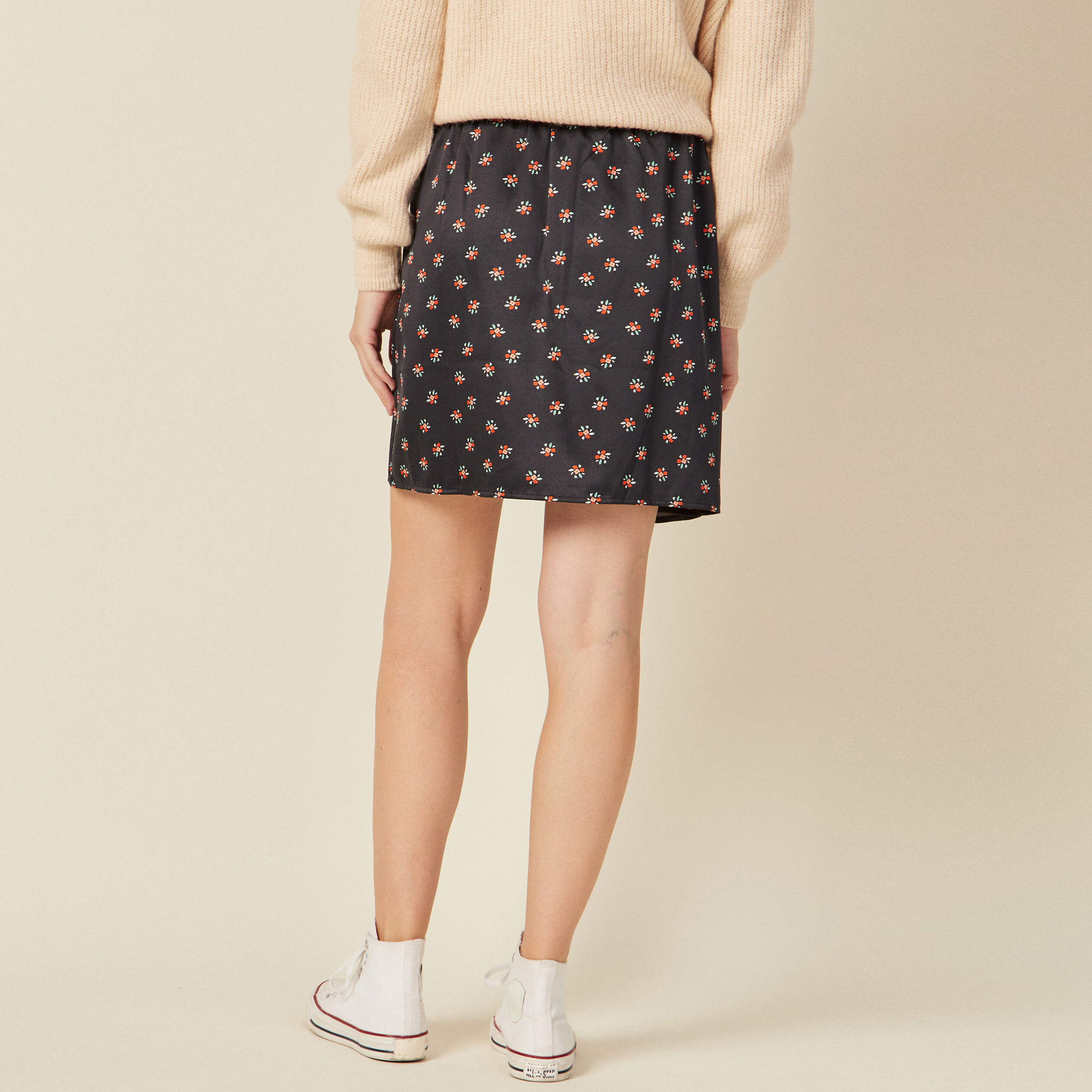 jupe droite froncee satinee noir femme Jupe droite froncée satinée noir femme