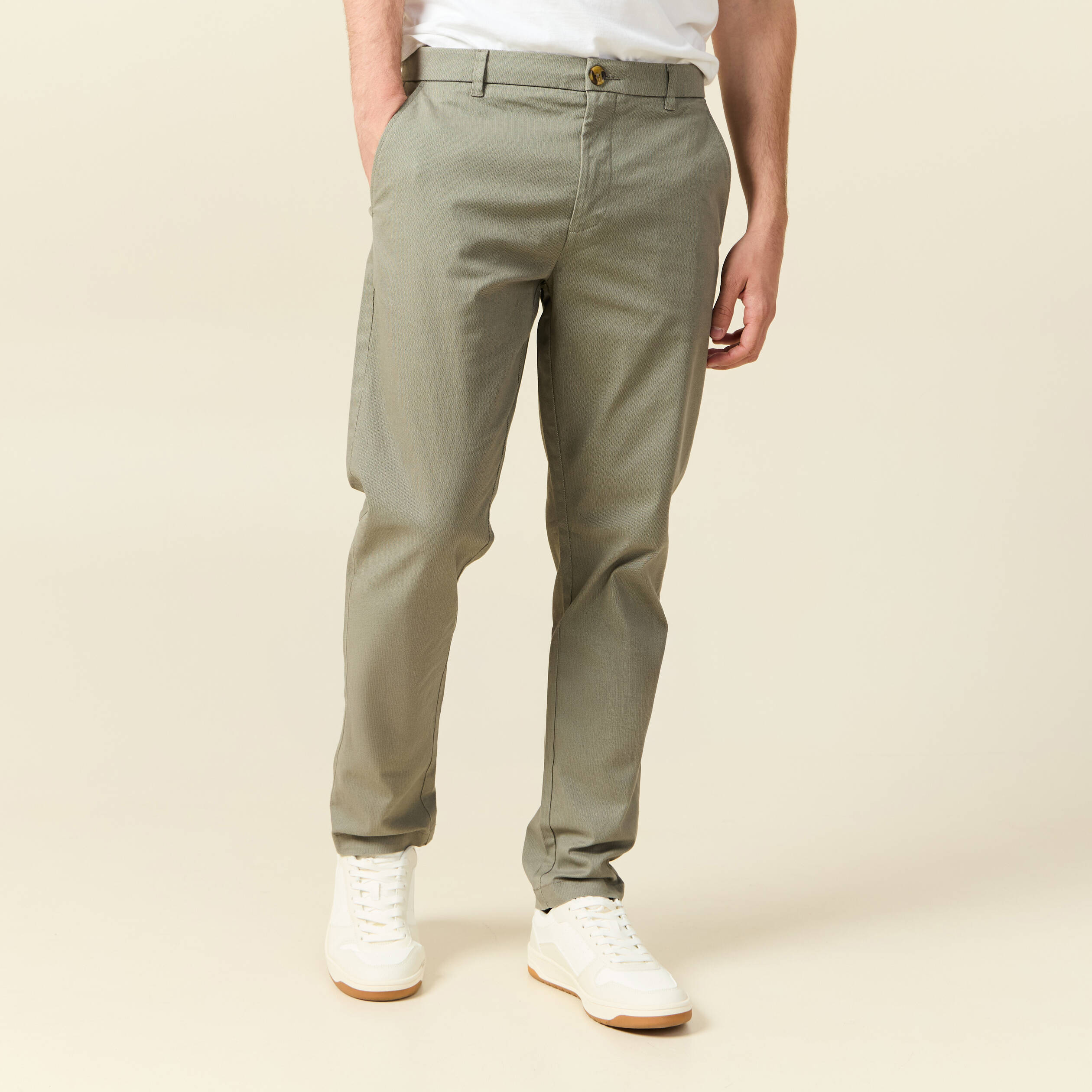 Pantalon Chino Pantalon Morgan Vert Pantalon Chino Slim Vert Kaki