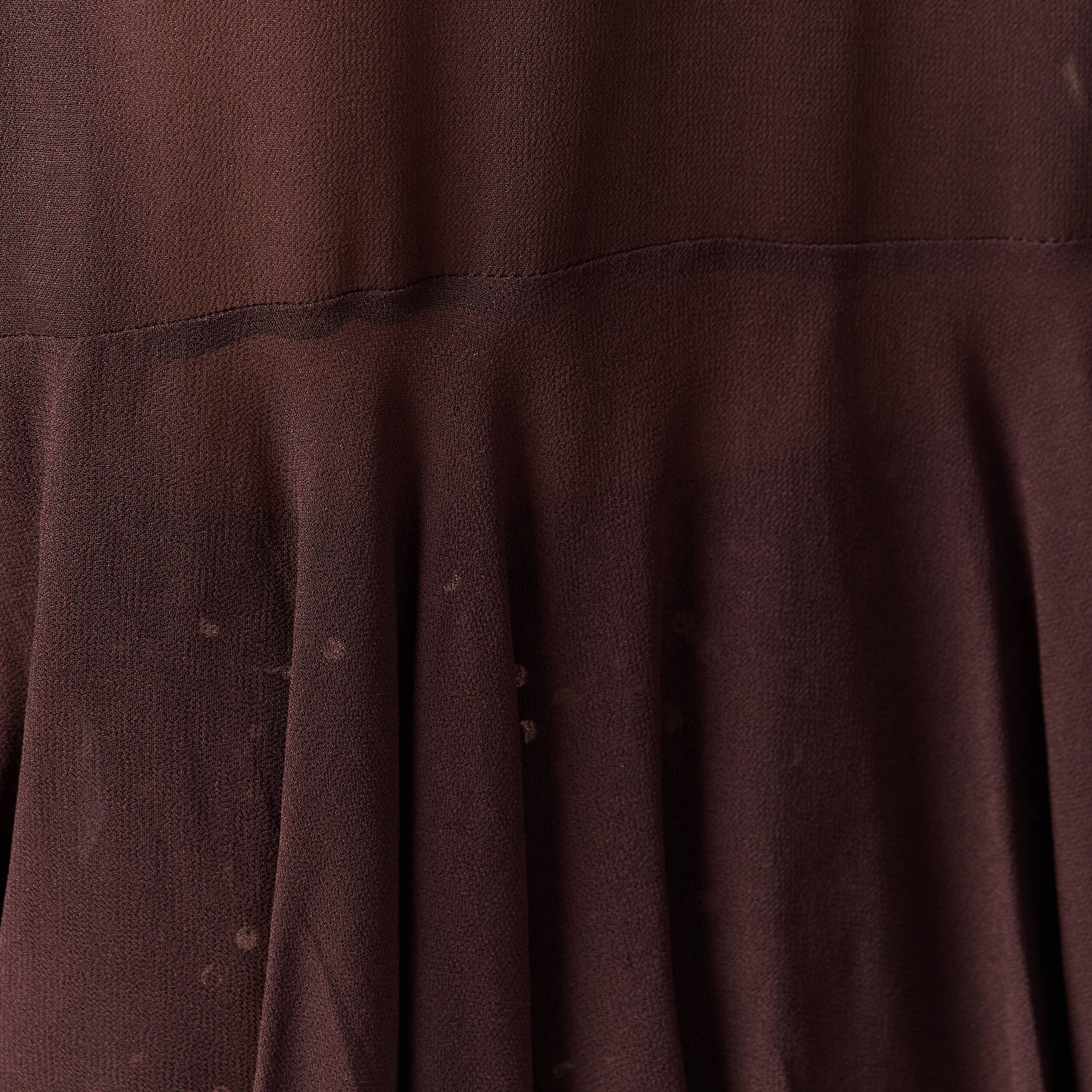 Blouse manches longues col ras de cou marron fonc&eacute; femme