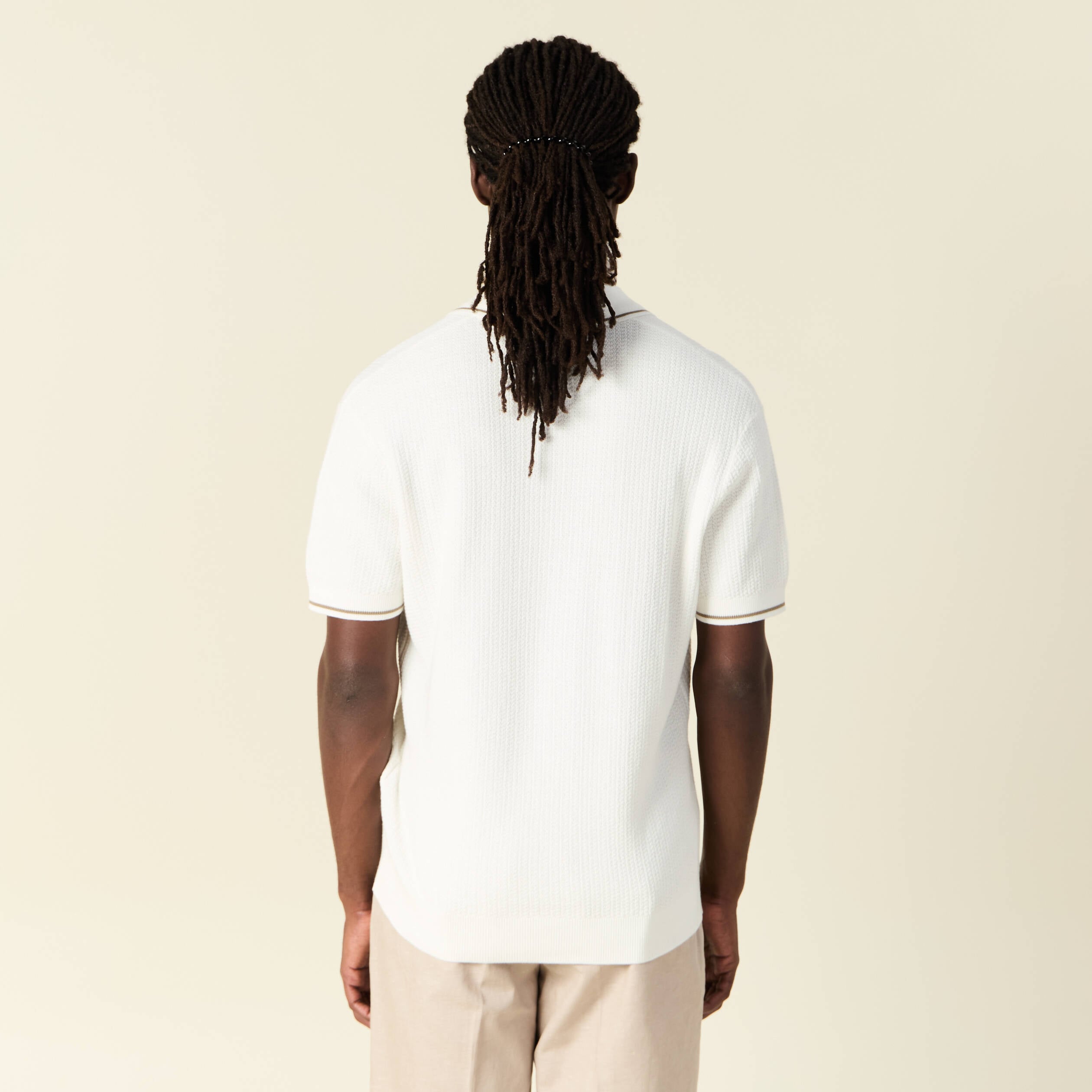 Polo manches courtes ecru homme