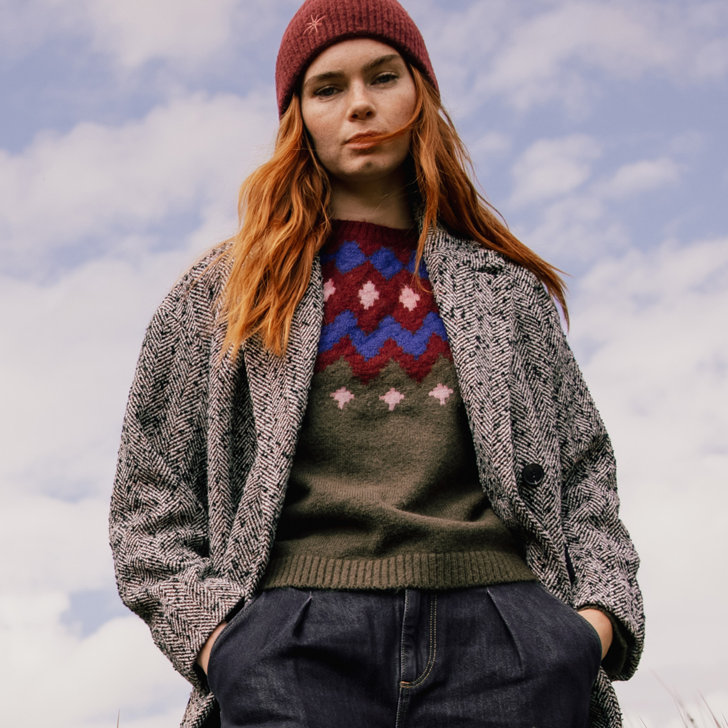 Manteau oversize col montant gris foncé femme Vibs